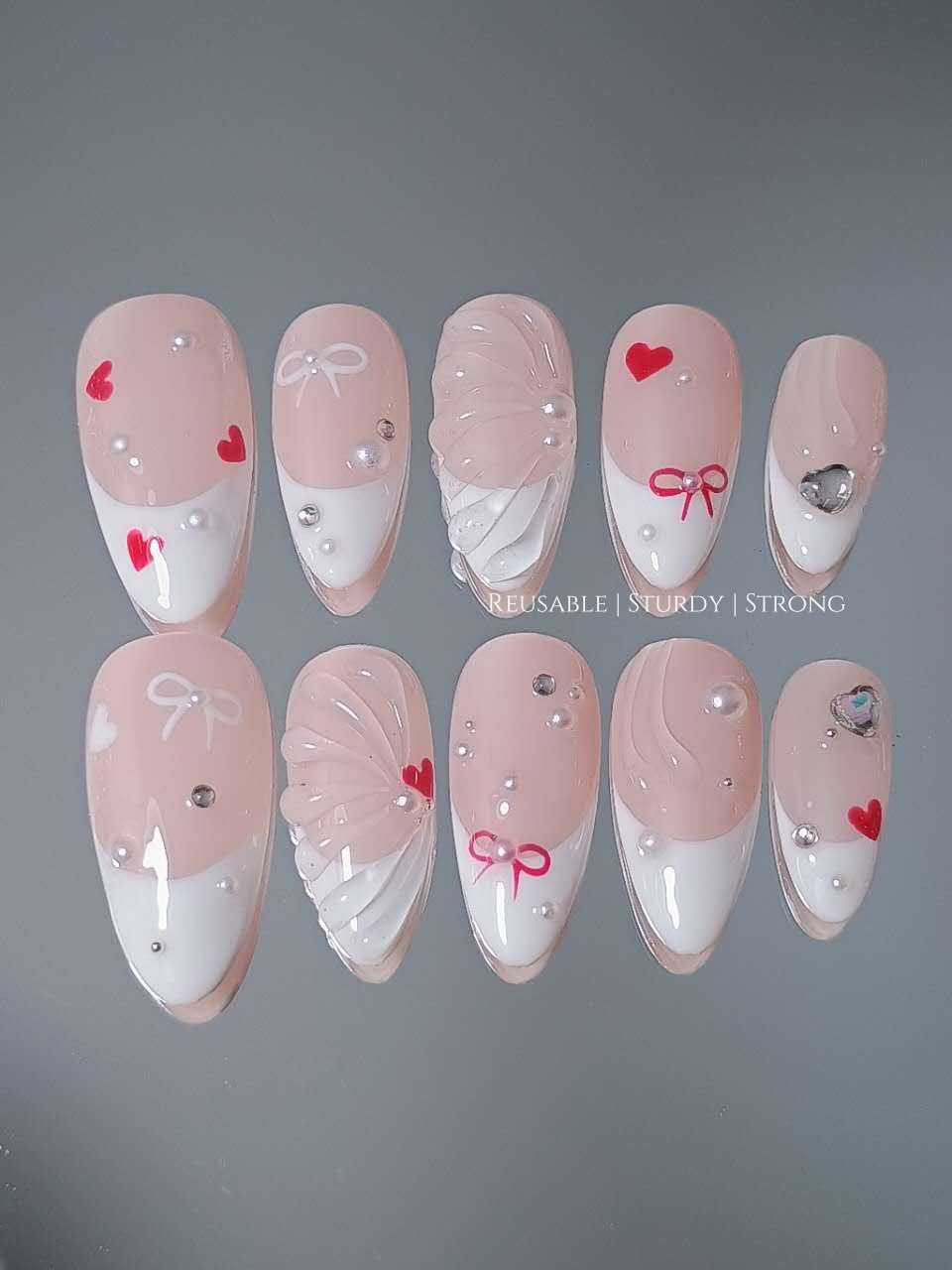 Cute & Sweet Little Heart Press On Nails