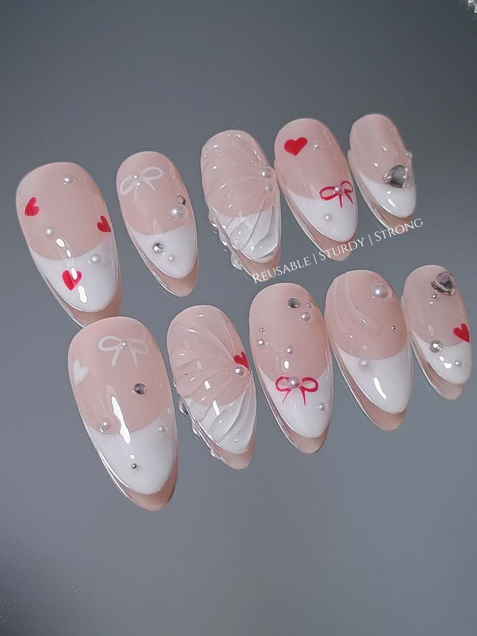 Cute & Sweet Little Heart Press On Nails