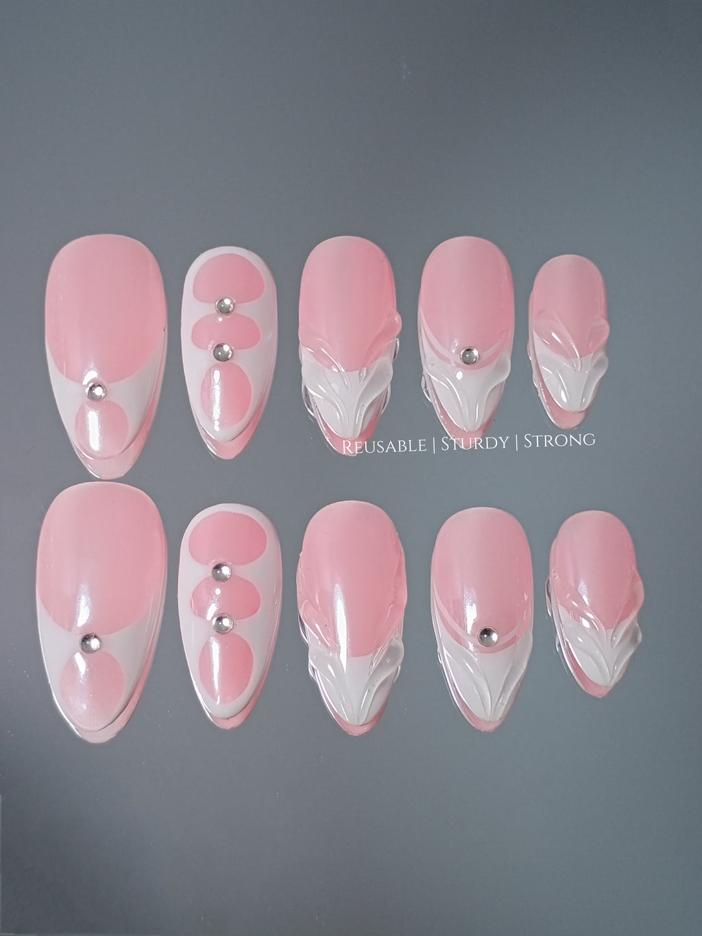 White Space Swirl Press On Nails
