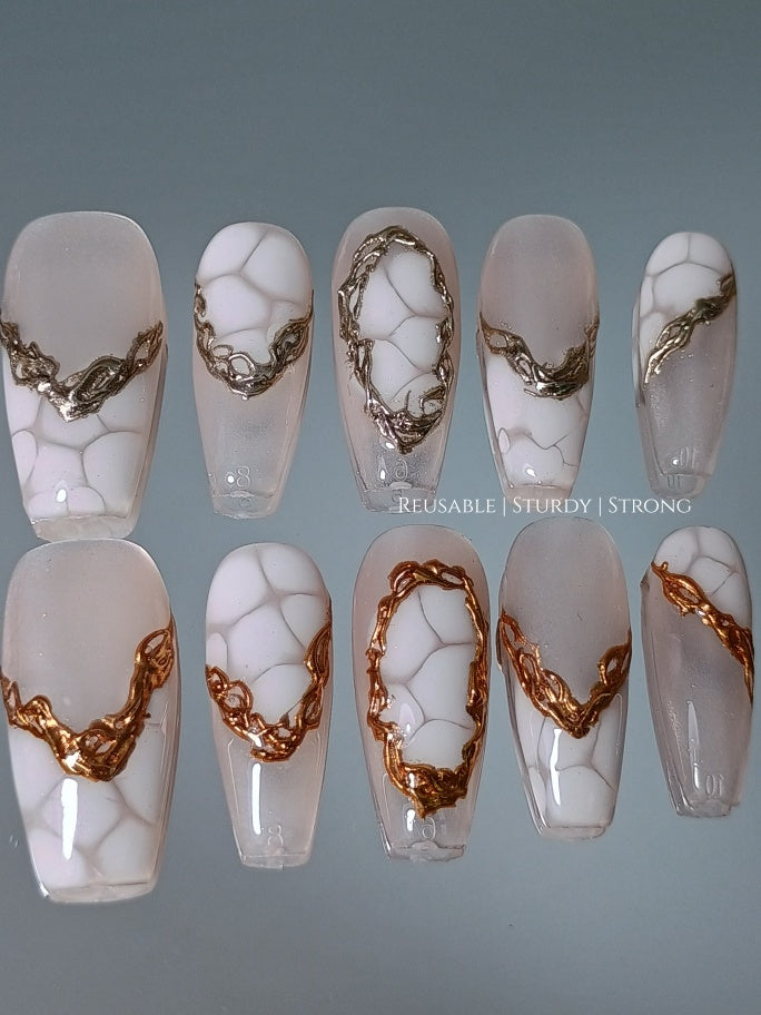 Cool Chrome Crocodile Press On Nails