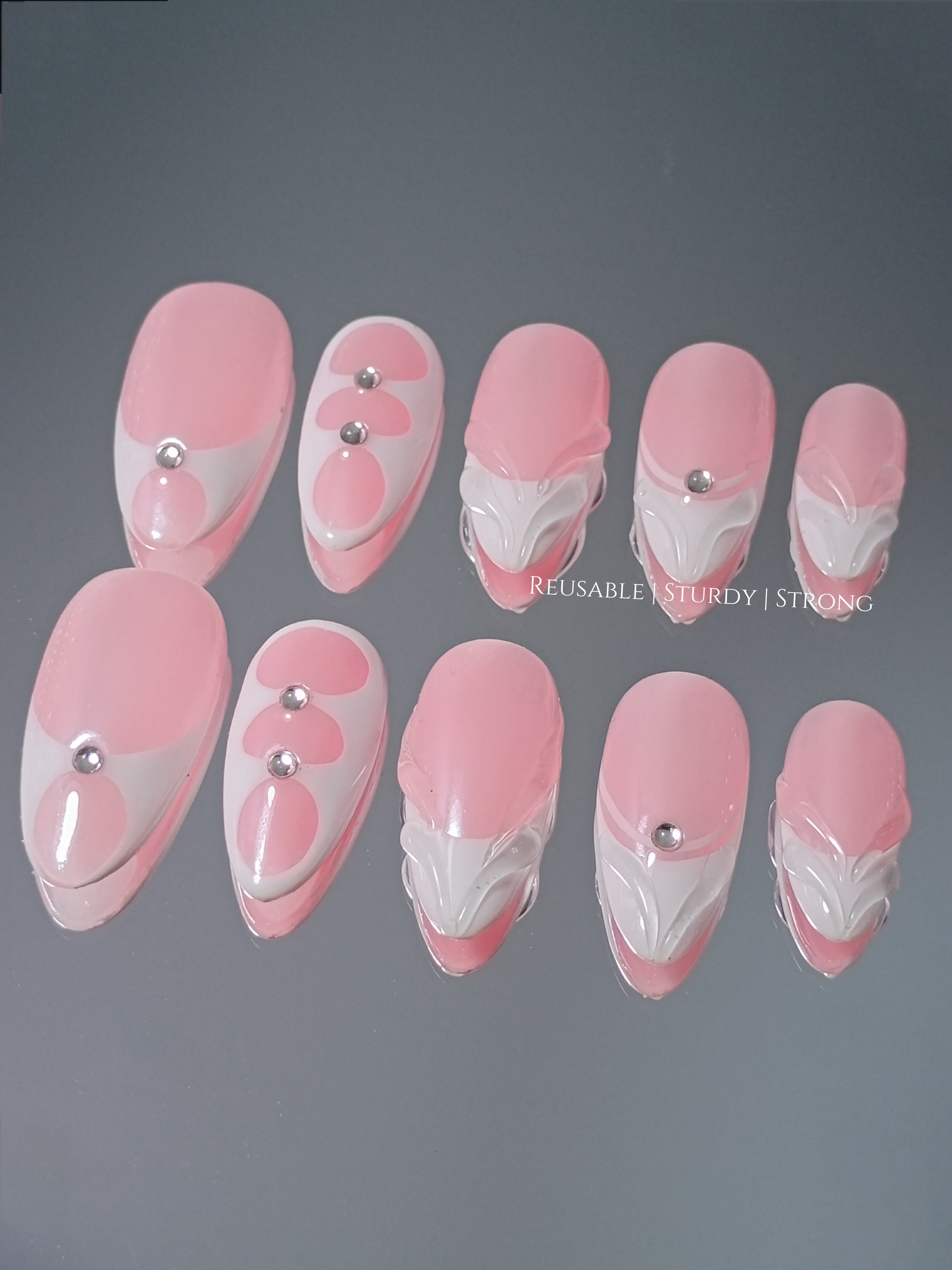 White Space Swirl Press On Nails