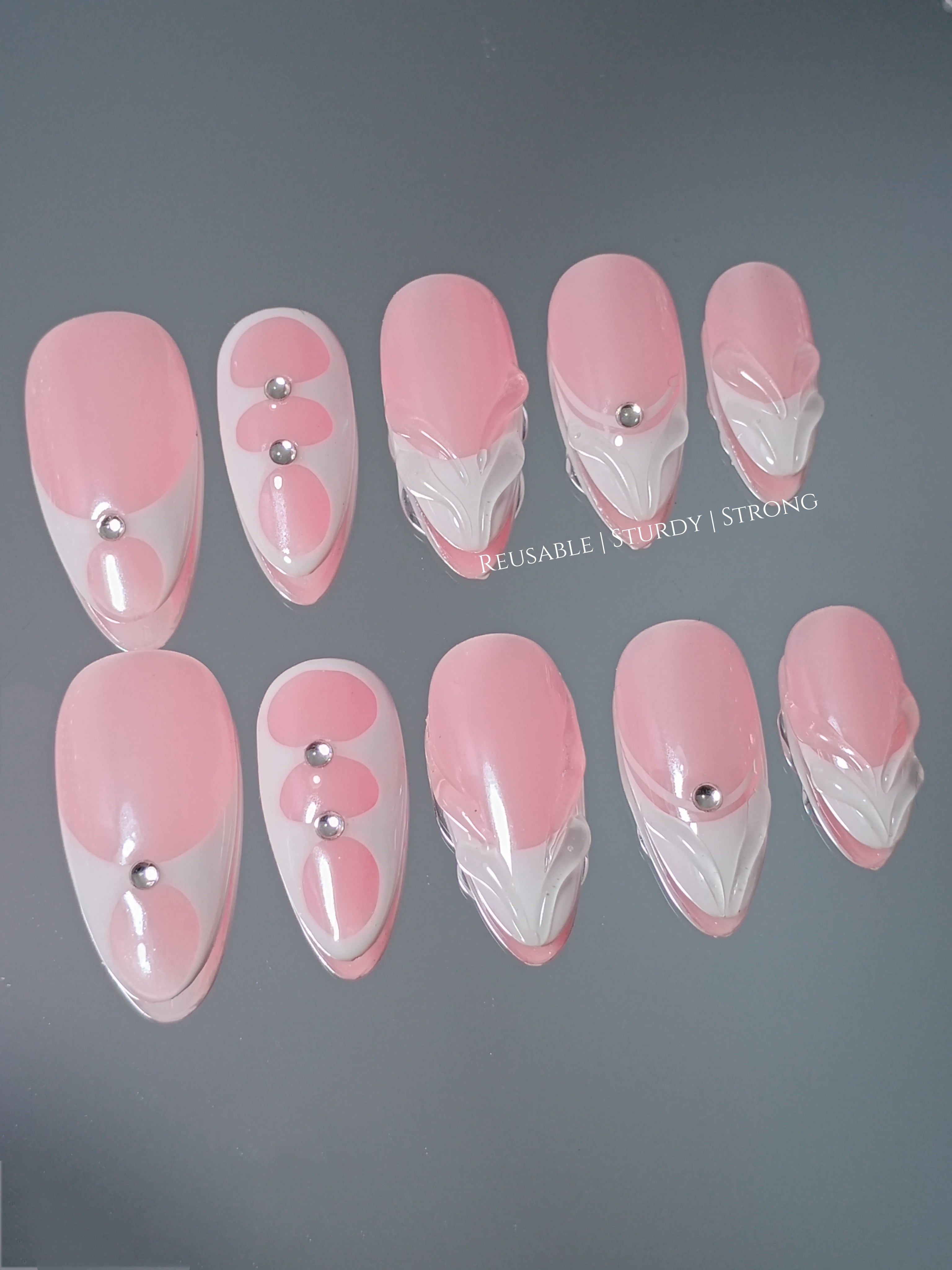 White Space Swirl Press On Nails