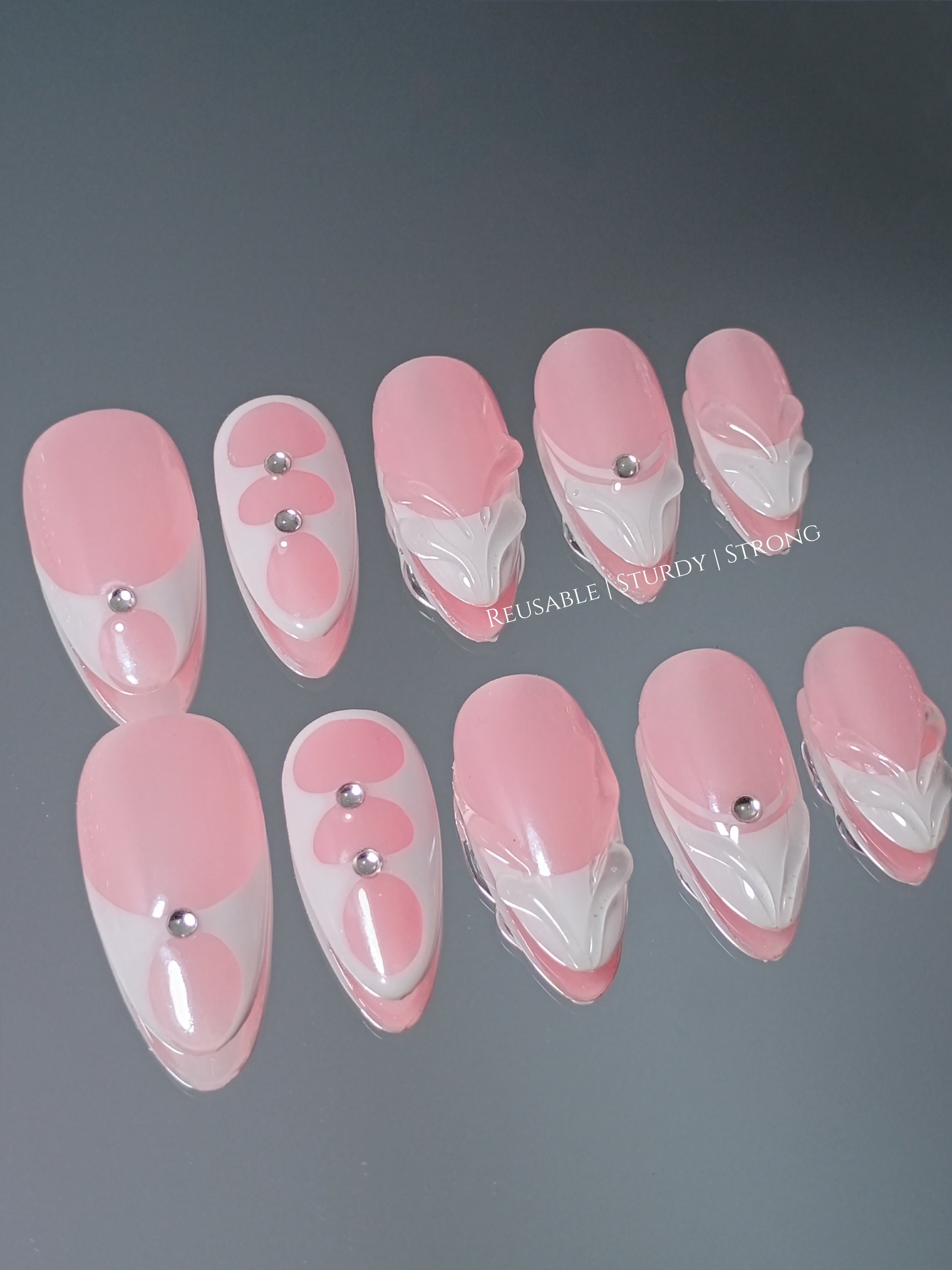 White Space Swirl Press On Nails
