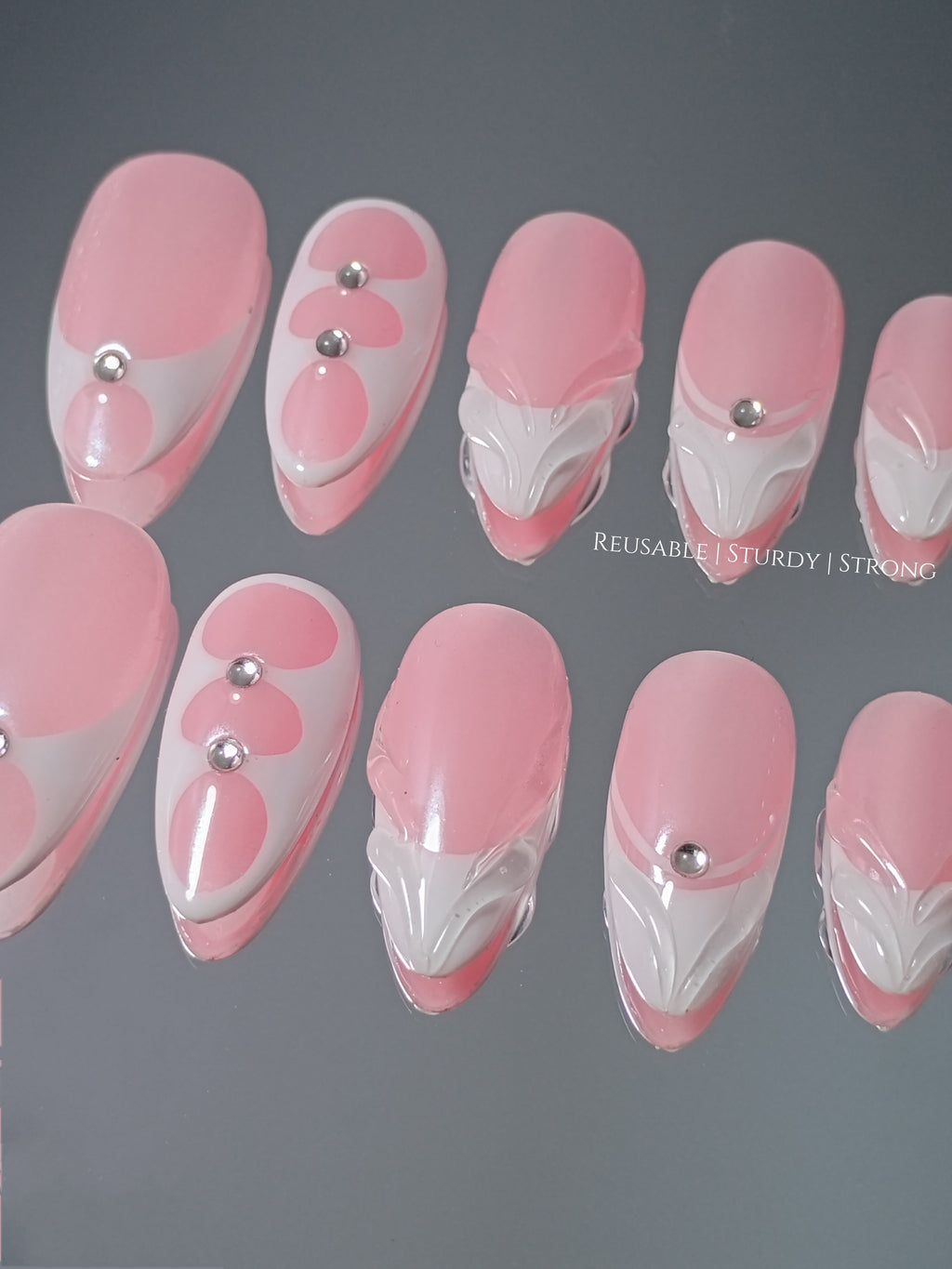 White Space Swirl Press On Nails
