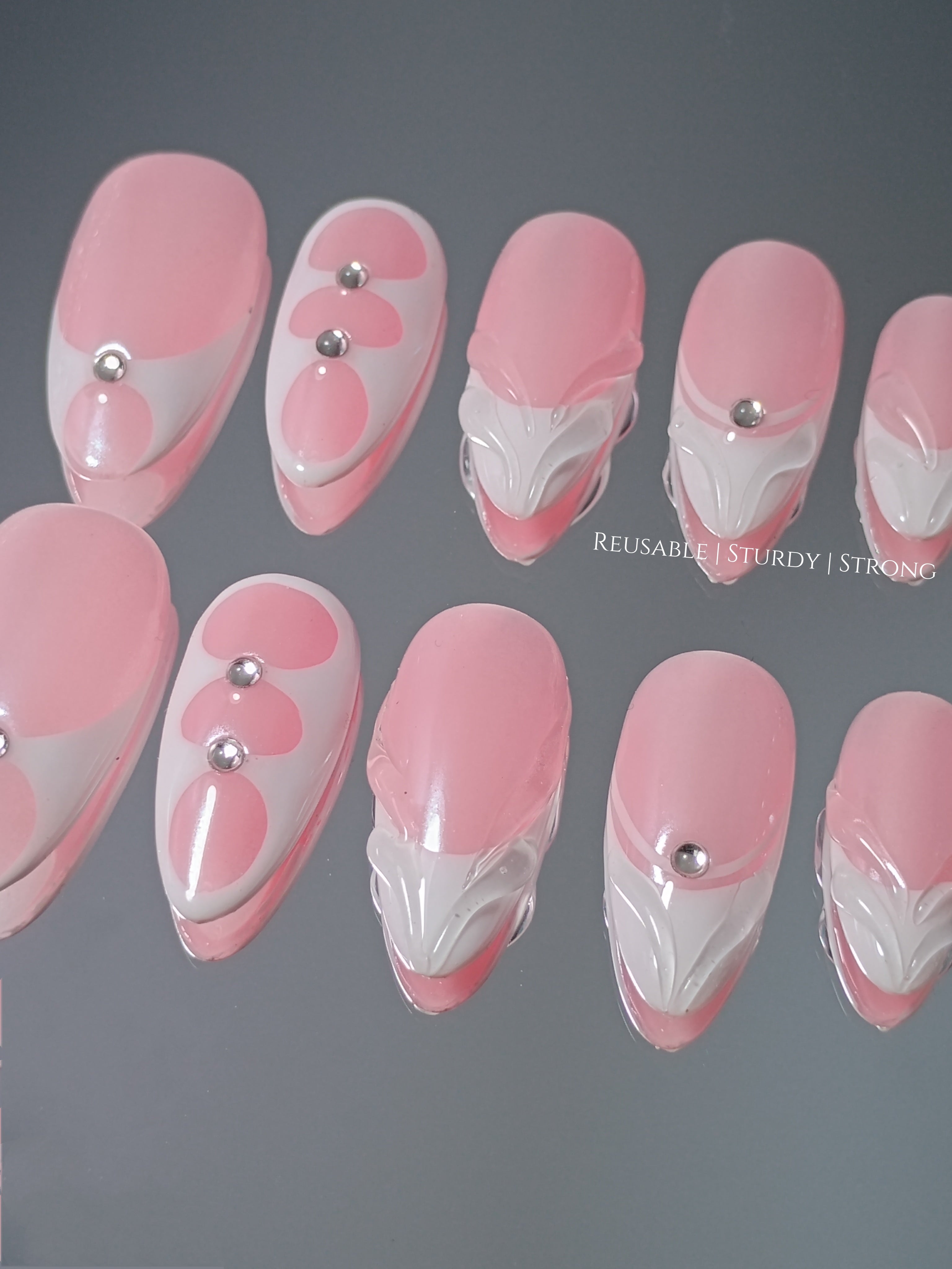 White Space Swirl Press On Nails