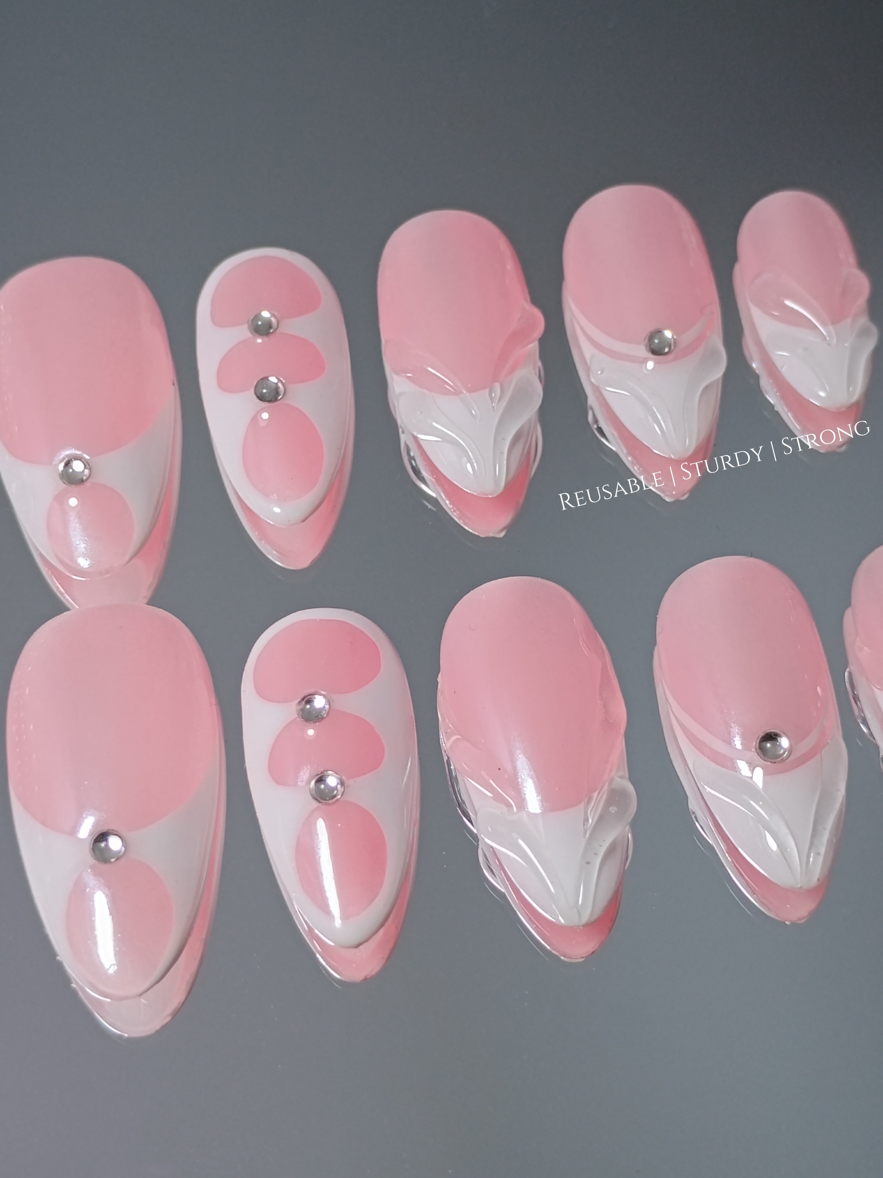 White Space Swirl Press On Nails