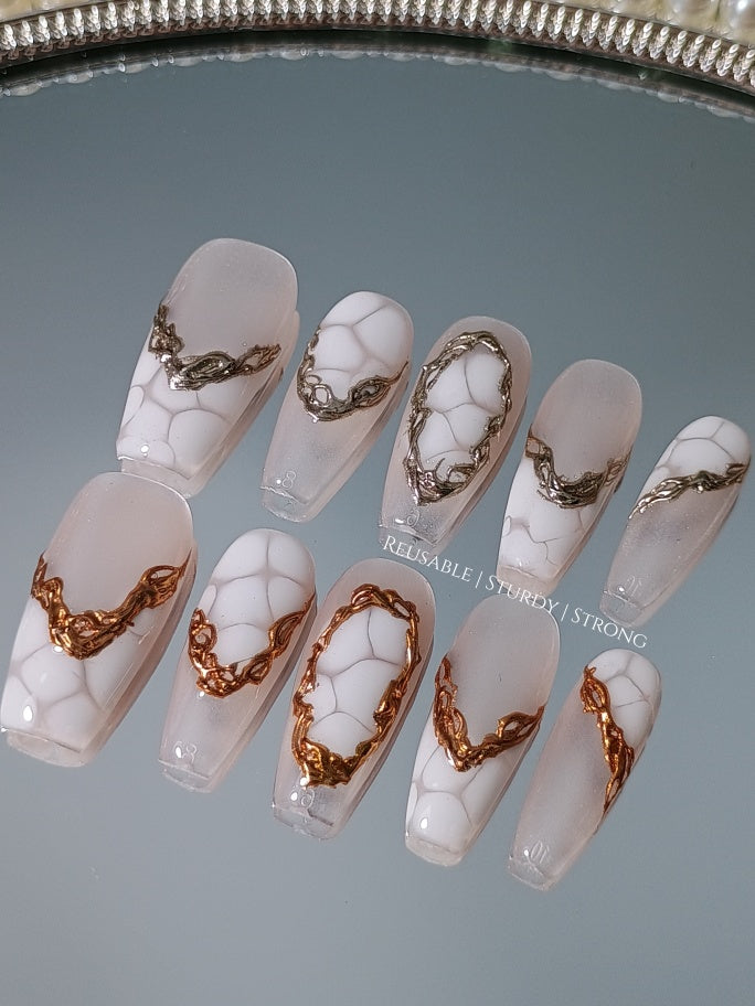 Cool Chrome Crocodile Press On Nails