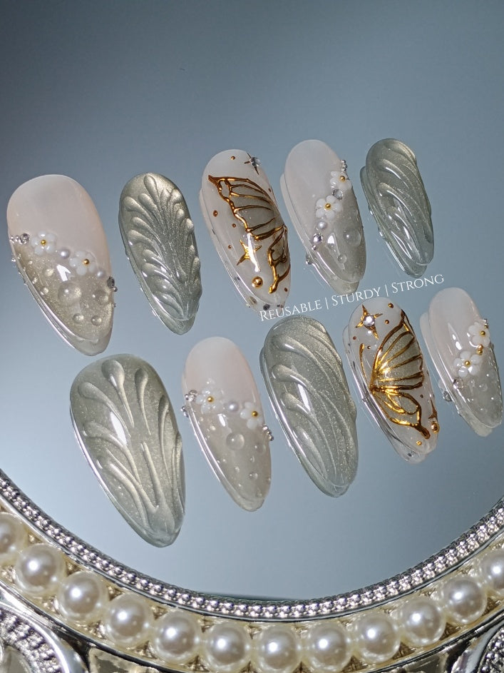 Ripple Effect Mirror With Golden Butterfly