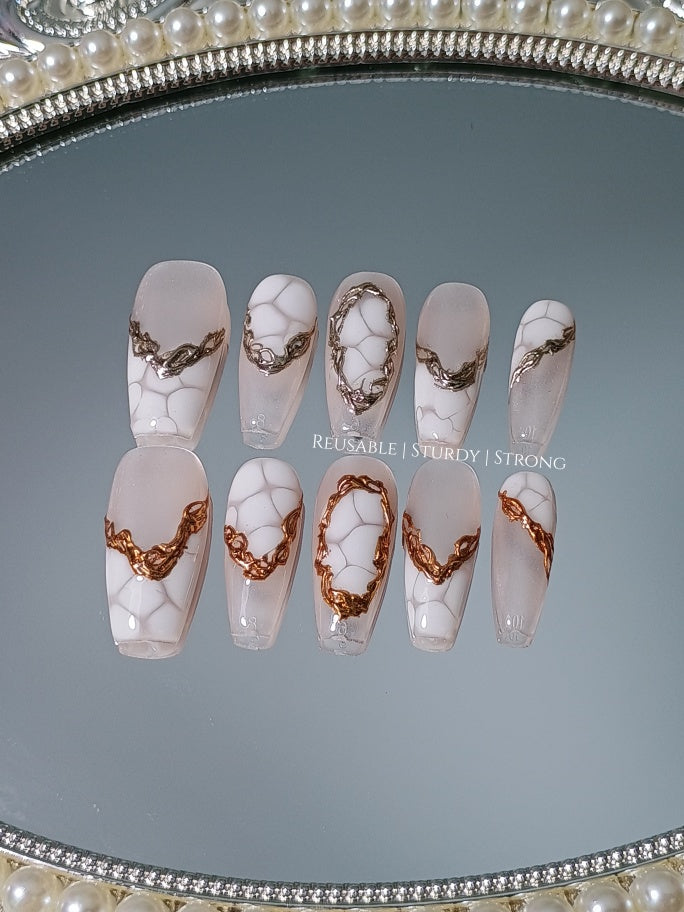 Cool Chrome Crocodile Press On Nails