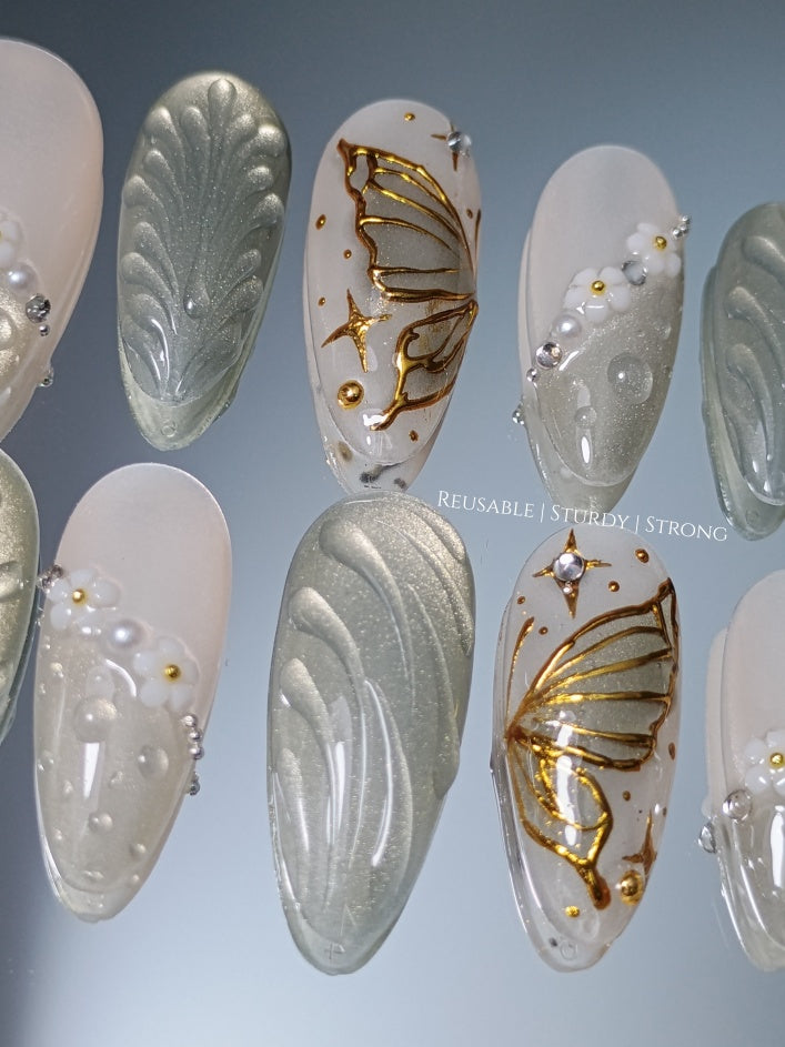 Ripple Effect Mirror With Golden Butterfly