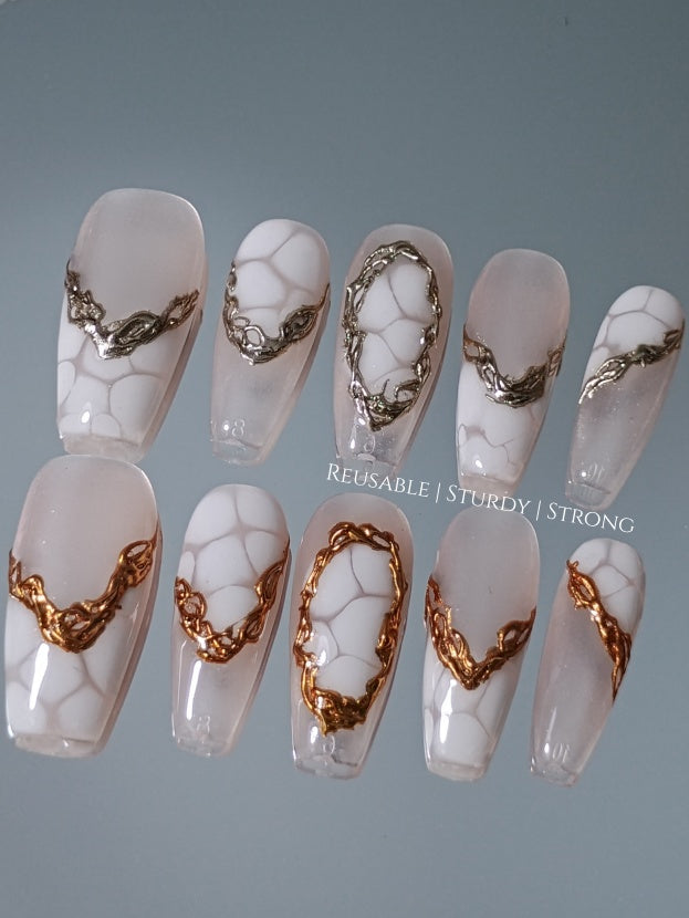 Cool Chrome Crocodile Press On Nails