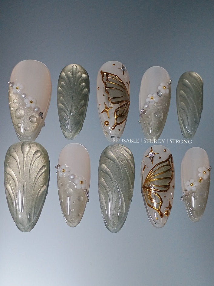 Ripple Effect Mirror With Golden Butterfly