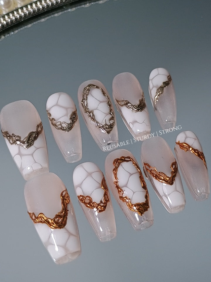 Cool Chrome Crocodile Press On Nails