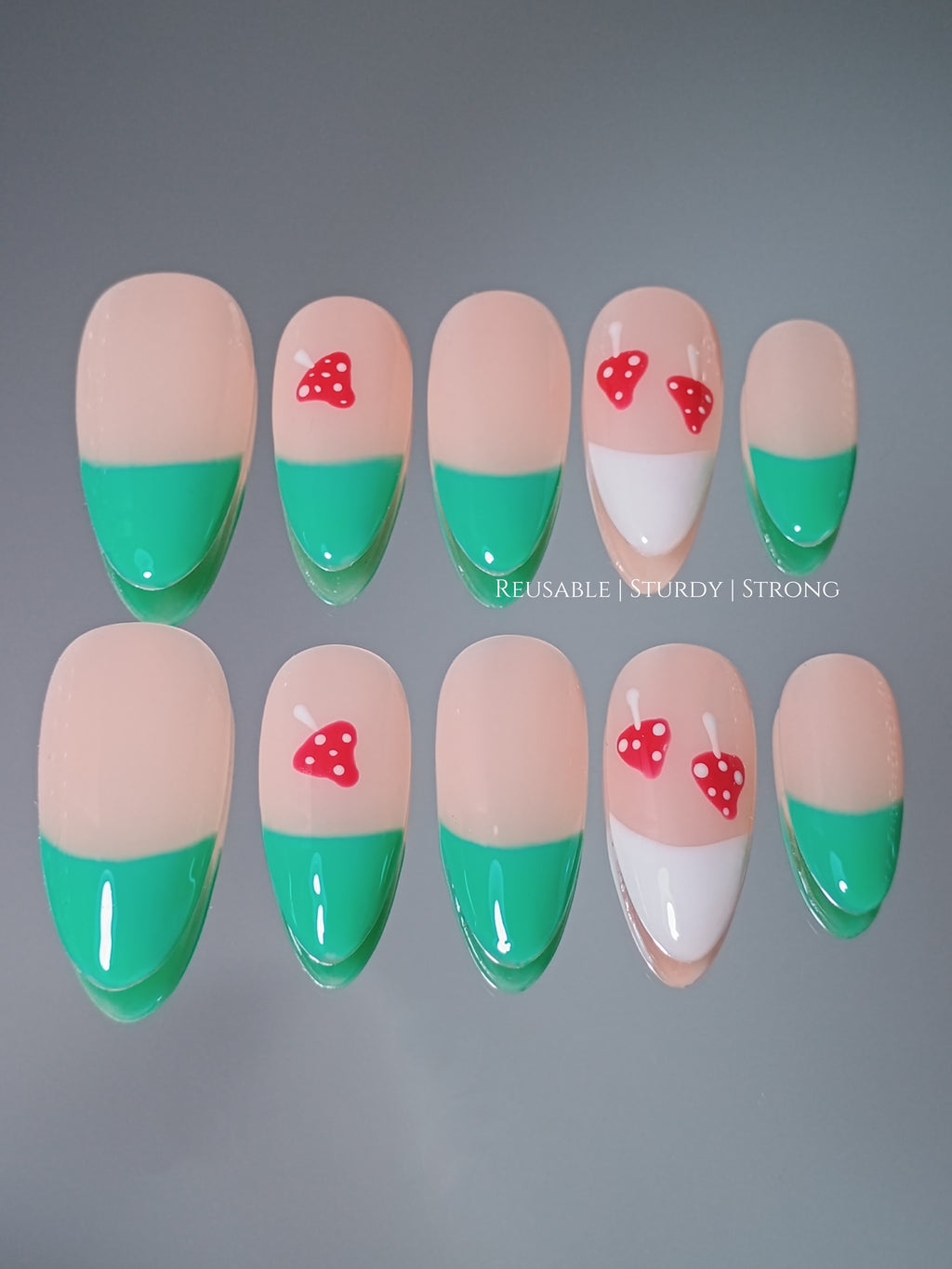 Adorable Mushroom Mint French Tips