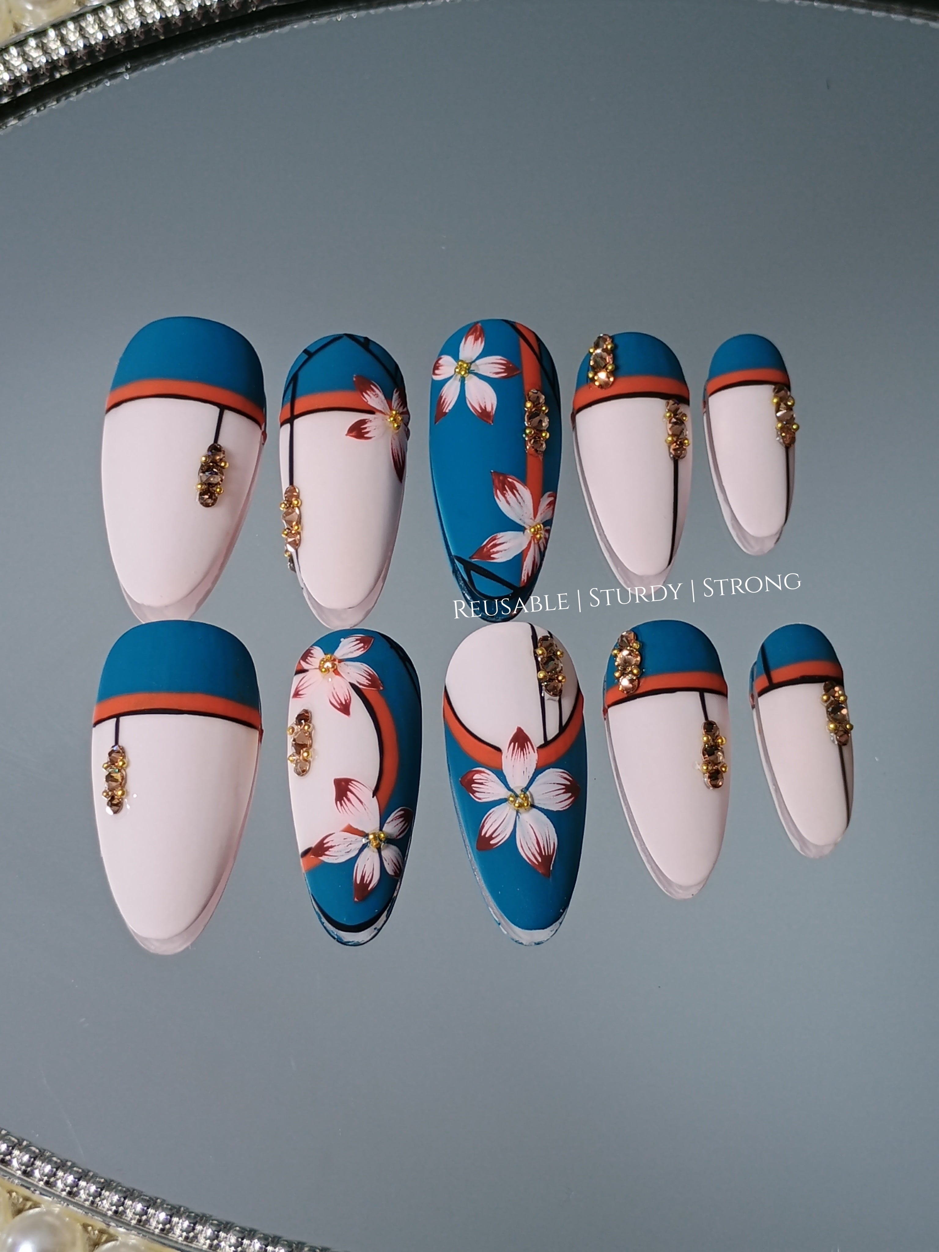 Vintage Navy Blue Floral Vase