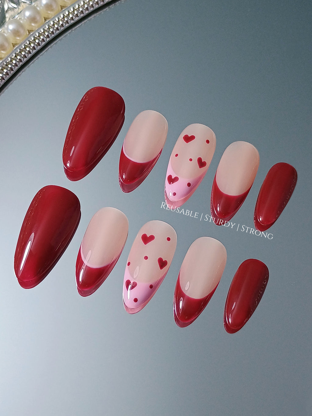 Summer Sweetheart / french nails / gel nails /handmade press on nails / casual nails / faux nails / salon quality nails at home