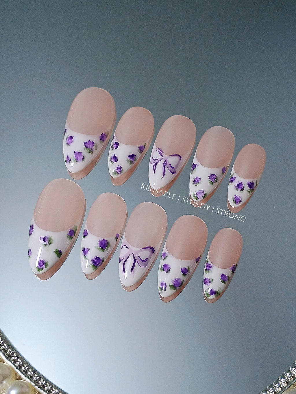 Mystical Purple Rose on French Tips