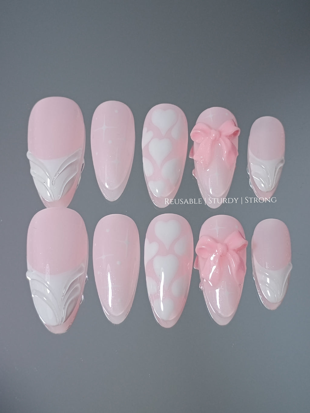 Shimmering Soft Pink Heart Bows