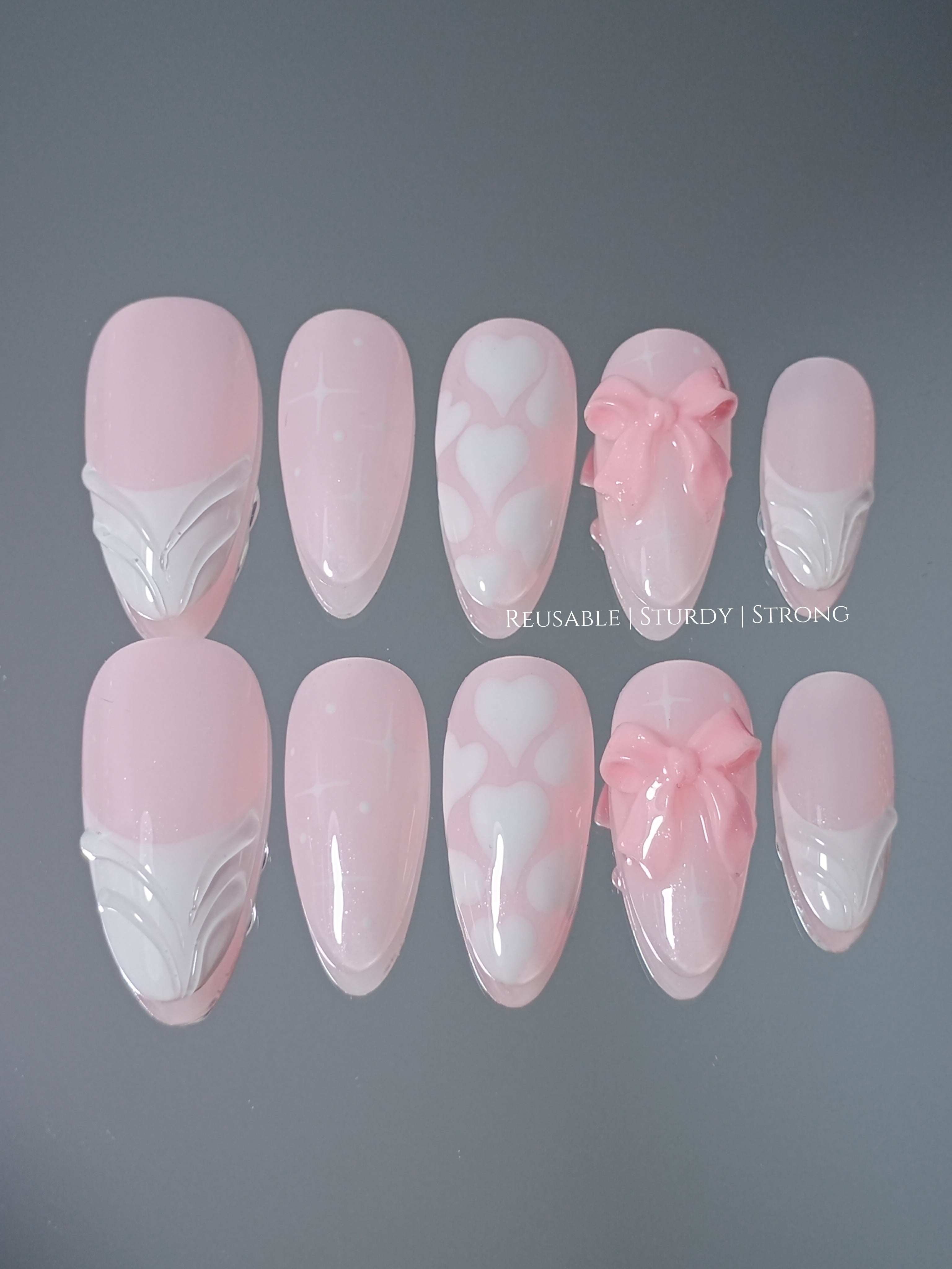 Shimmering Soft Pink Heart Bows