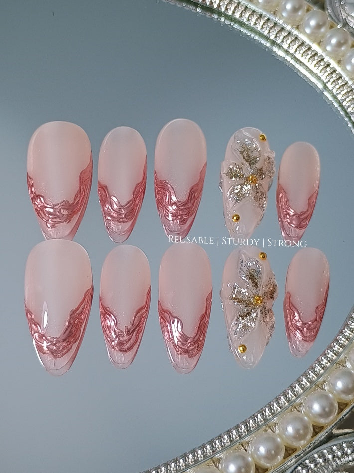 2 colours available) Gorgeous Sheer Glitter Blooming Floral