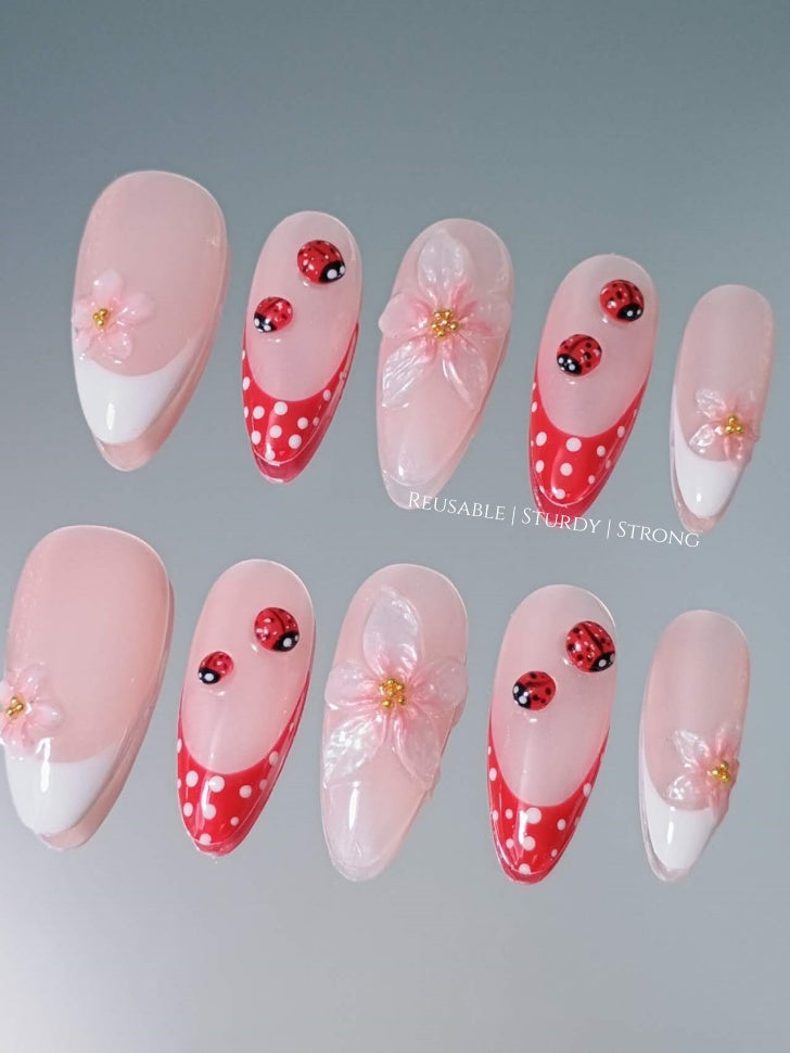 Pearl Orchid and Ladybug