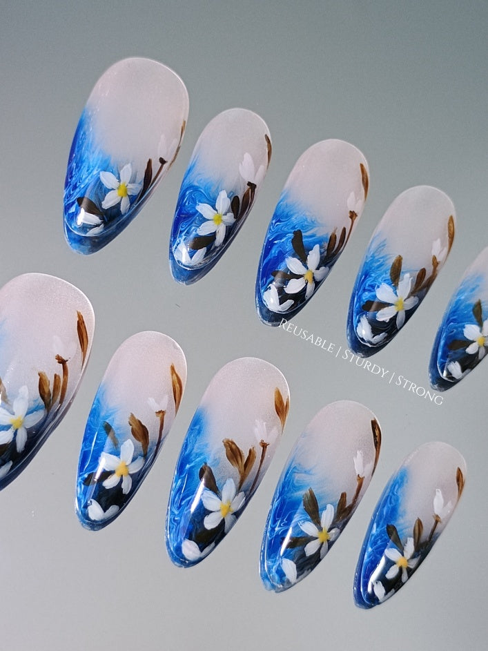 Oil Painting of Blue Floral