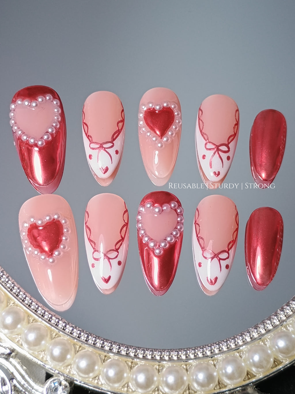 Girly Illustration of Heart with Little Pearls