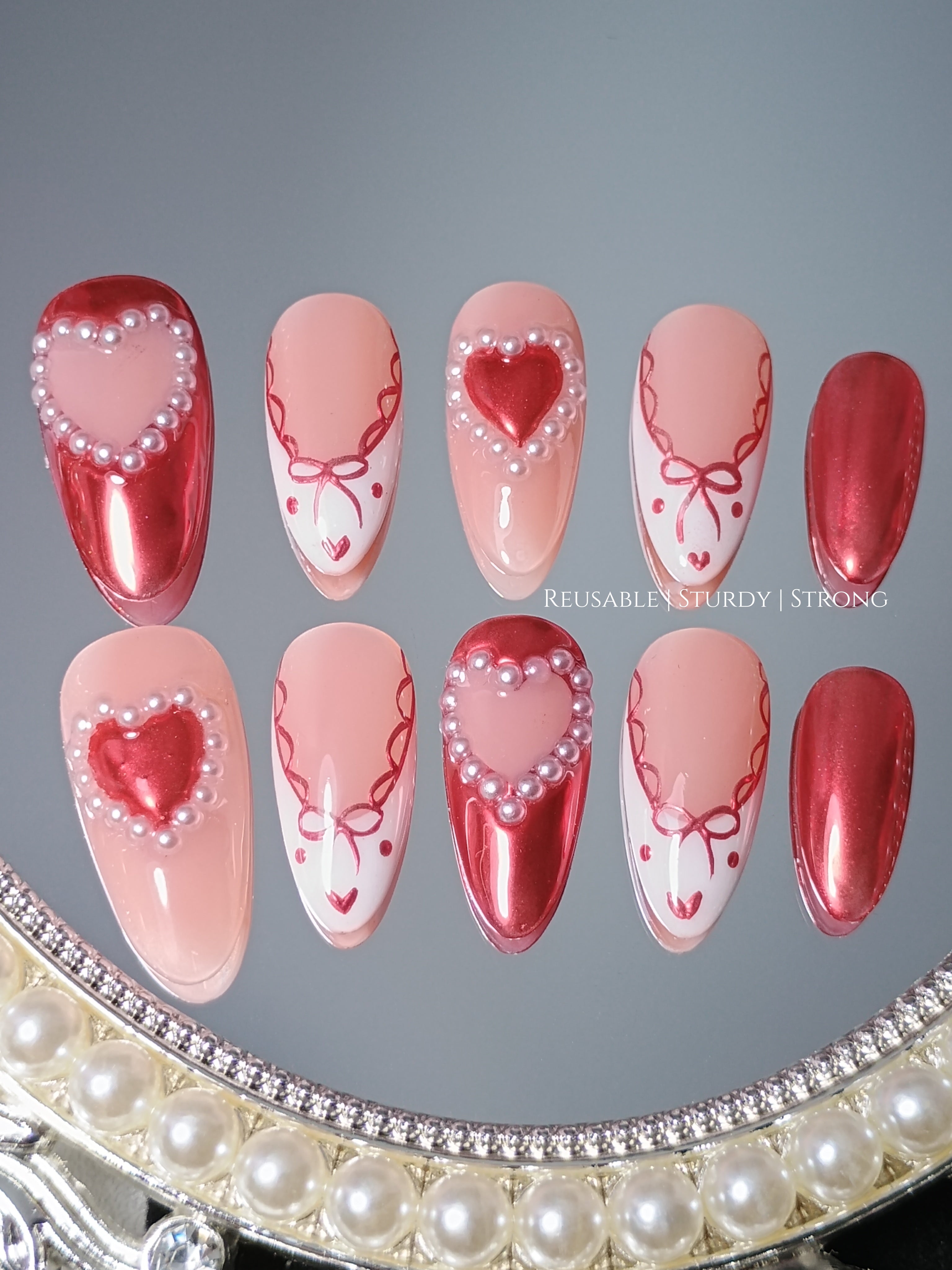 Girly Illustration of Heart with Little Pearls