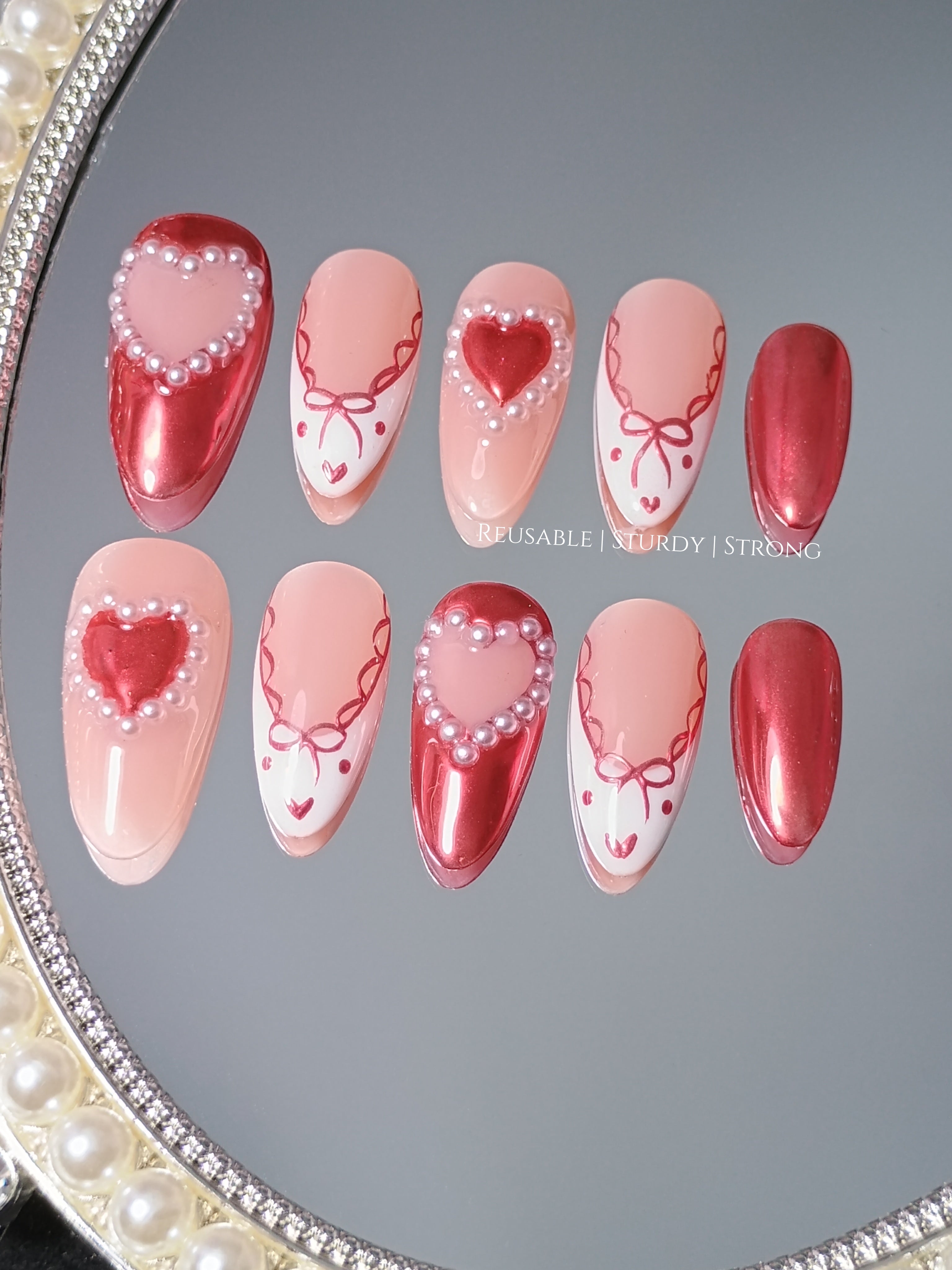 Girly Illustration of Heart with Little Pearls