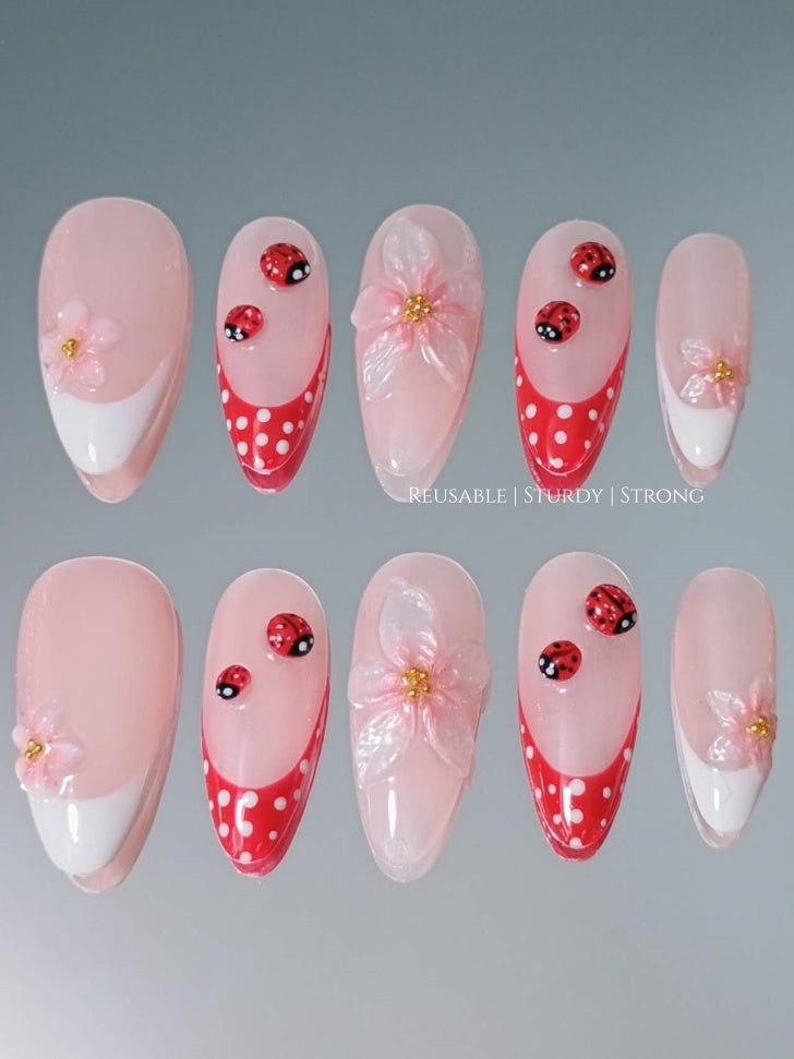 Pearl Orchid and Ladybug