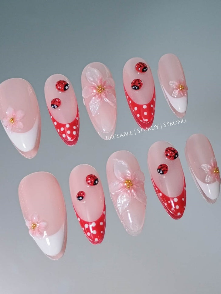 Pearl Orchid and Ladybug