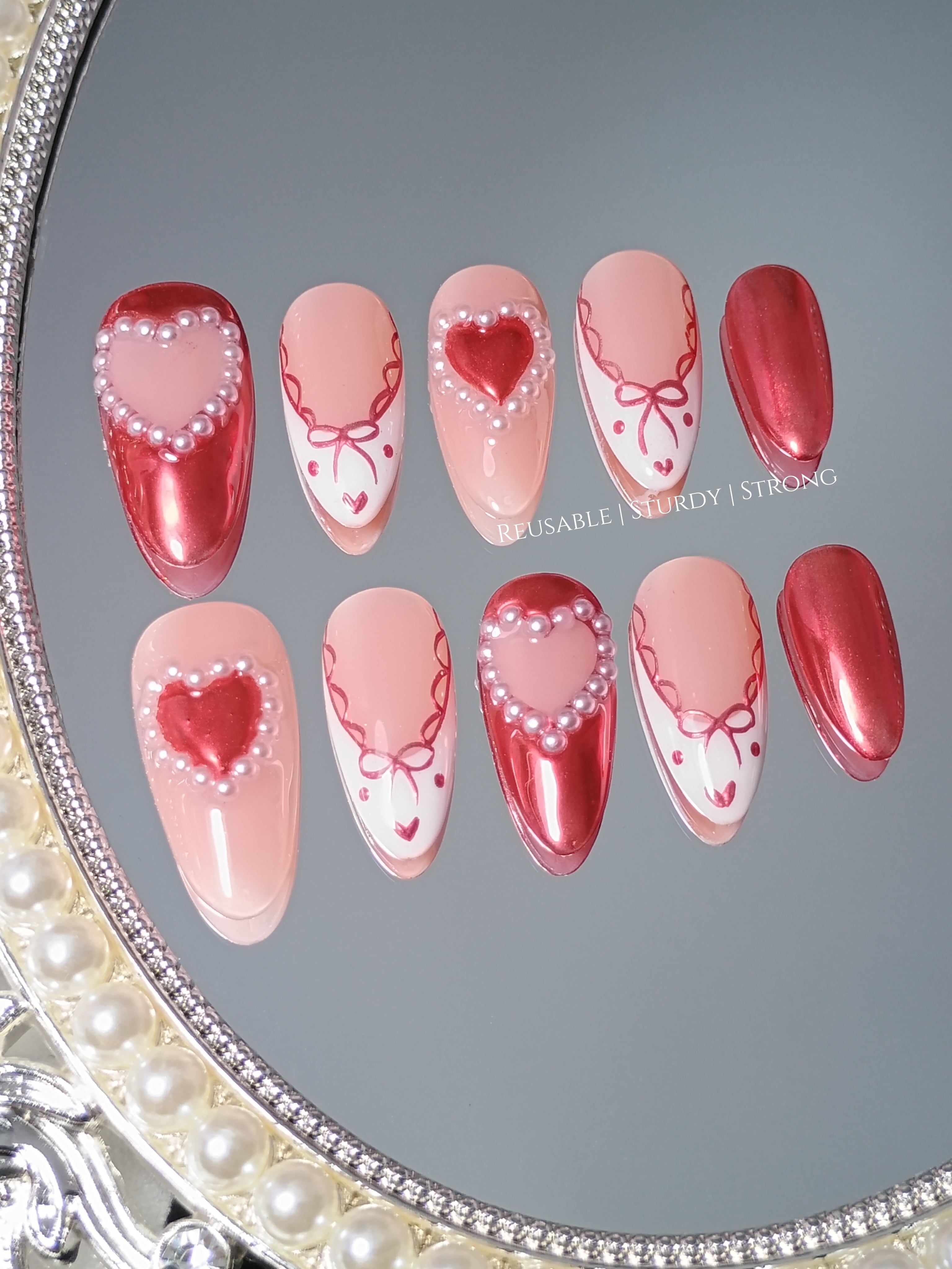 Girly Illustration of Heart with Little Pearls