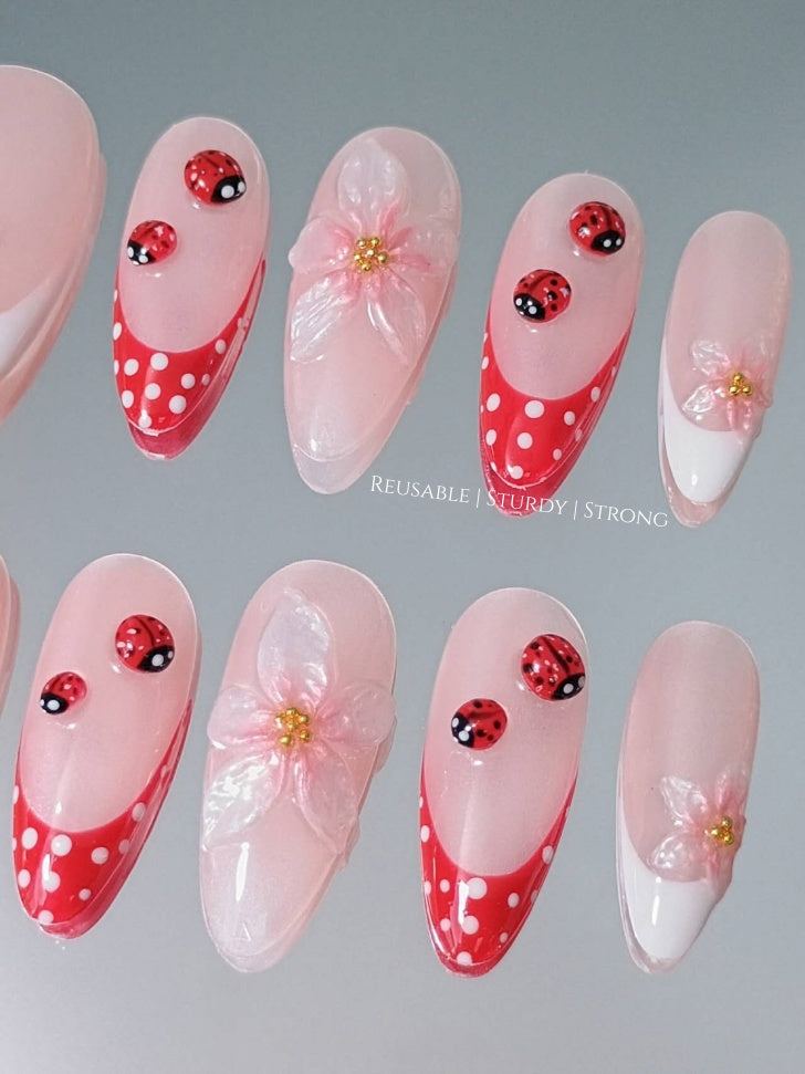 Pearl Orchid and Ladybug