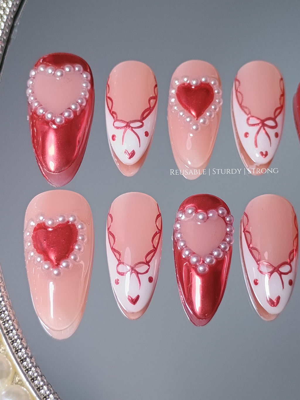 Girly Illustration of Heart with Little Pearls