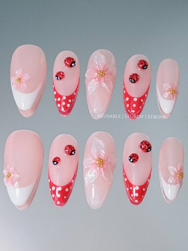 Pearl Orchid and Ladybug