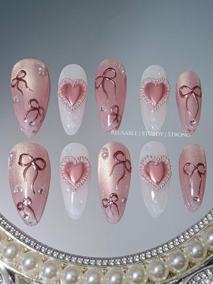 Coquette Bow with Double Heart