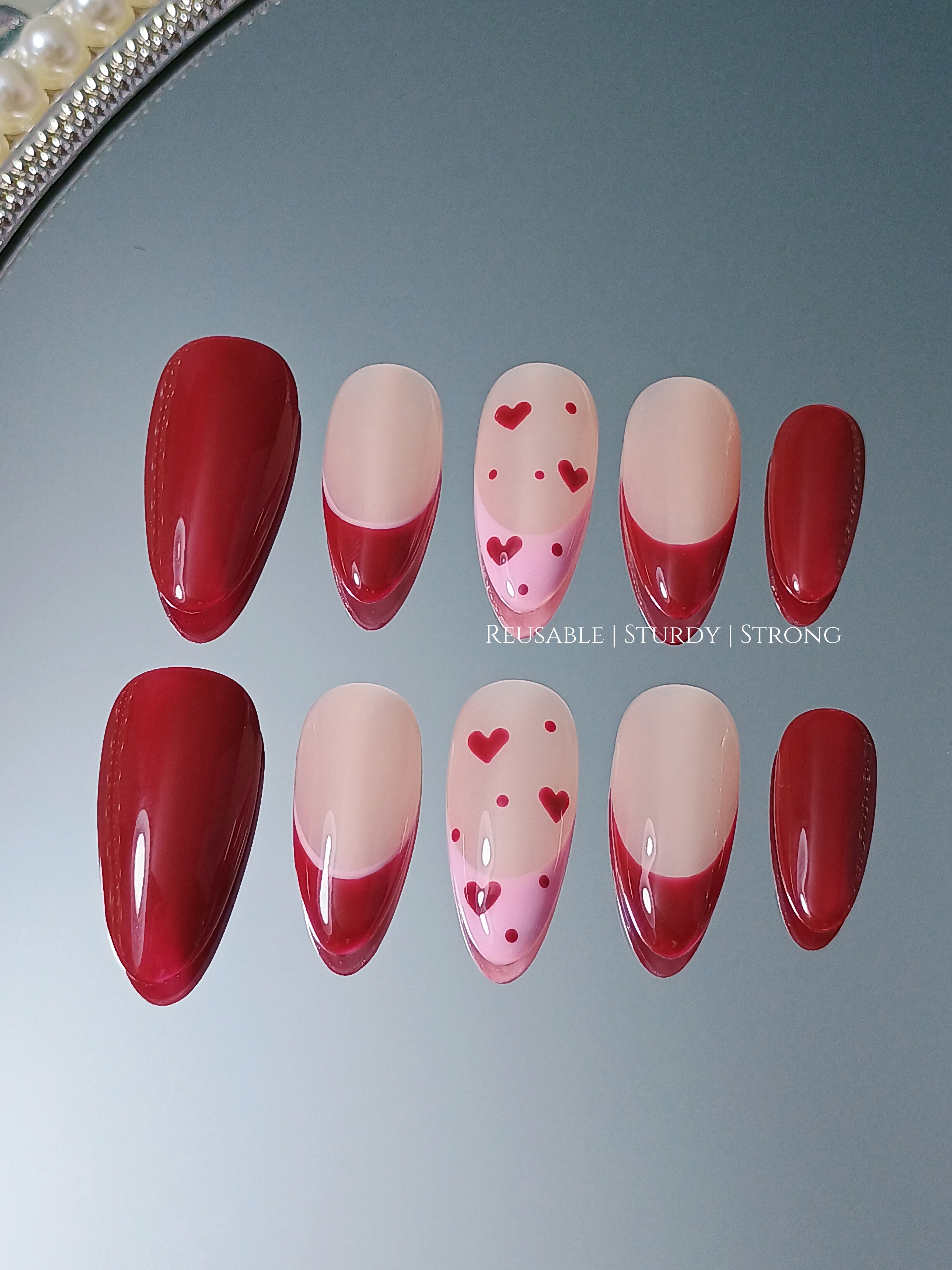 Summer Sweetheart / french nails / gel nails /handmade press on nails / casual nails / faux nails / salon quality nails at home