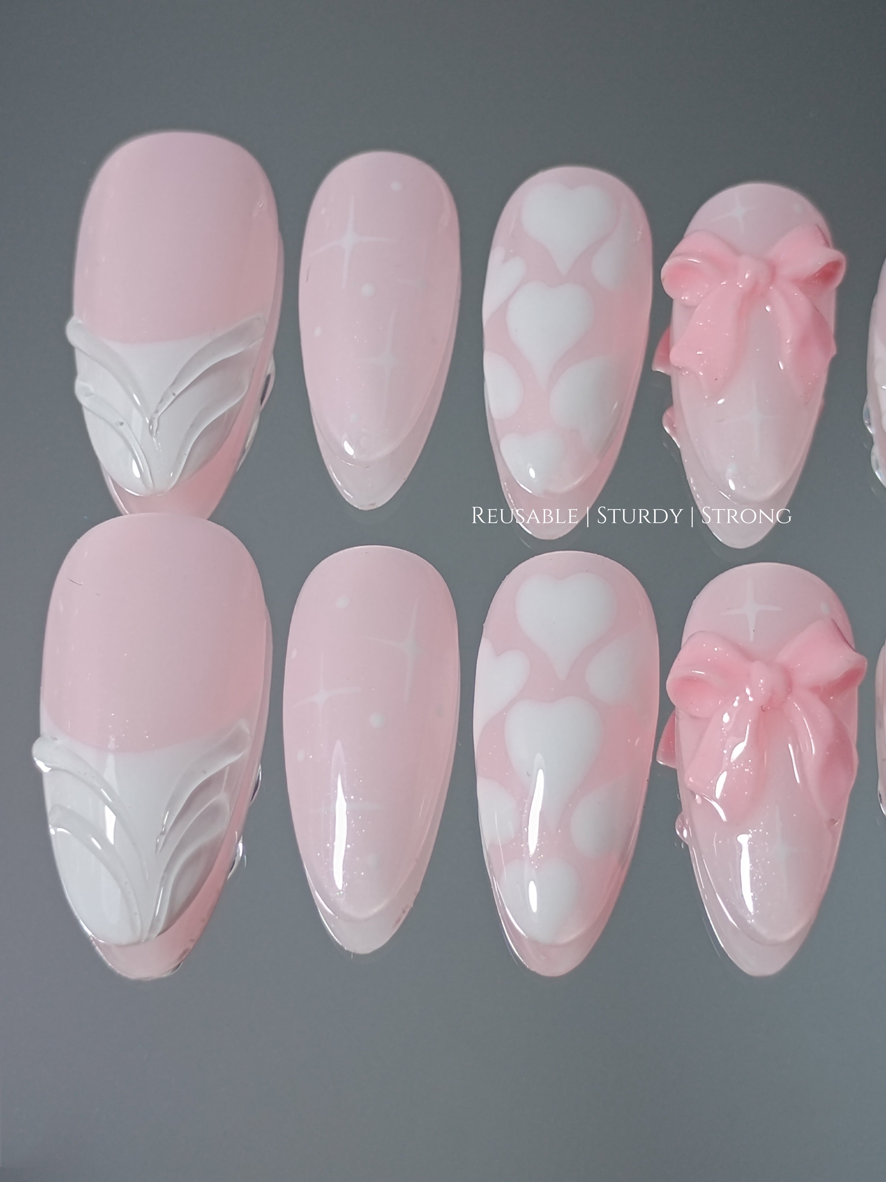 Shimmering Soft Pink Heart Bows