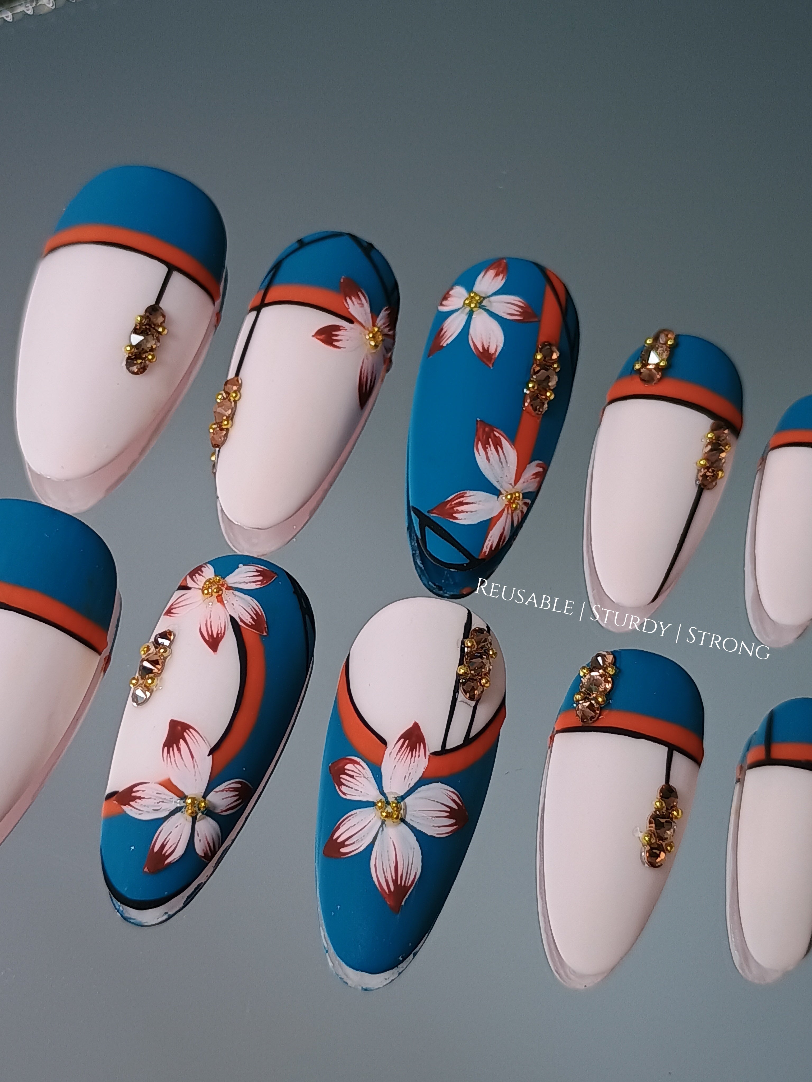 Vintage Navy Blue Floral Vase