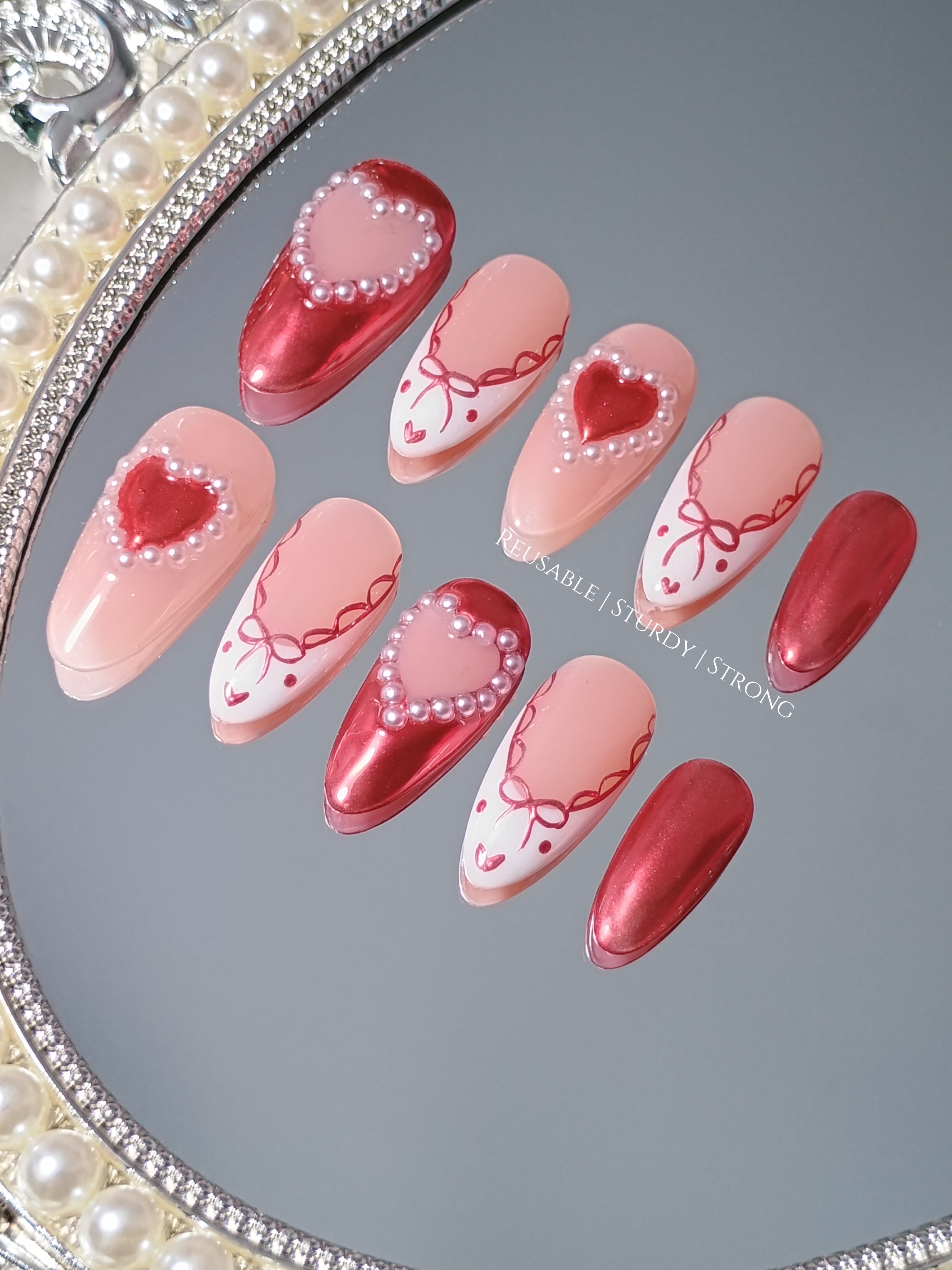 Girly Illustration of Heart with Little Pearls