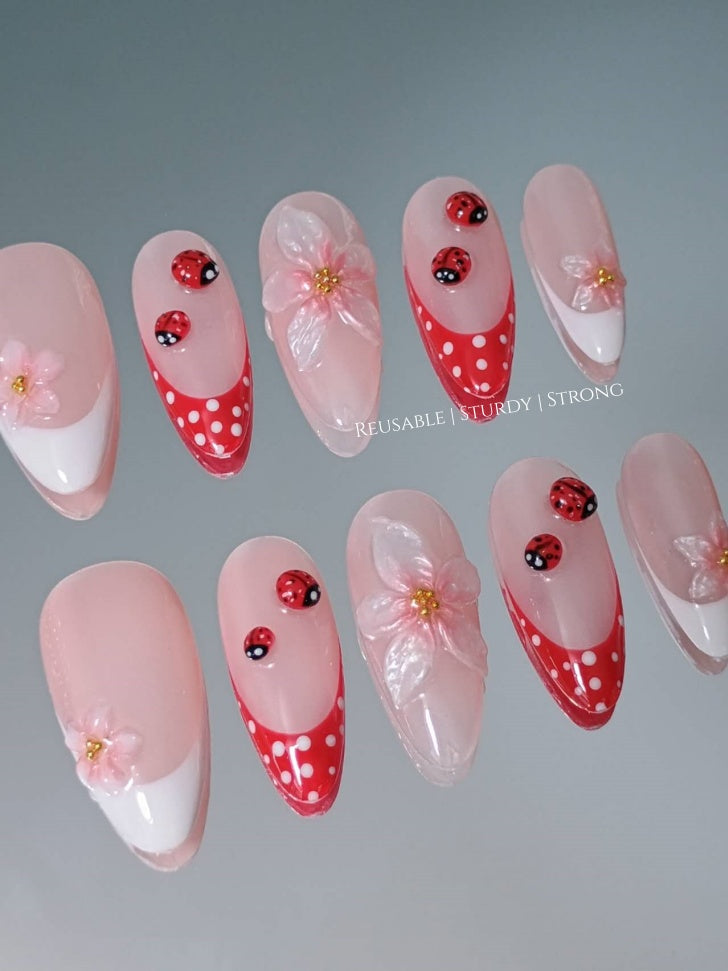 Pearl Orchid and Ladybug