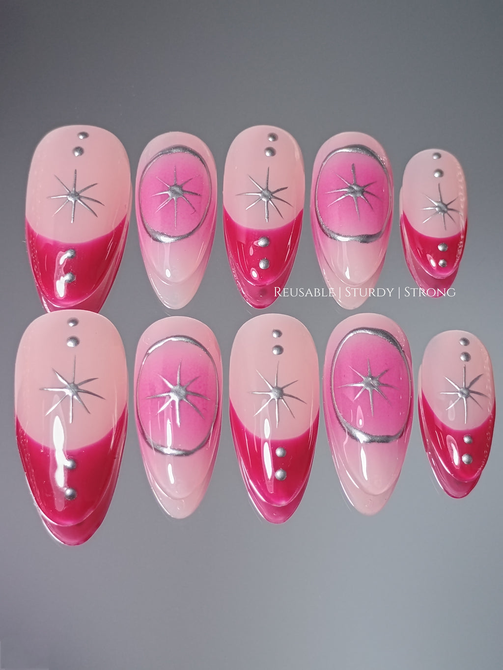 Pink Crescent Inspired Nails