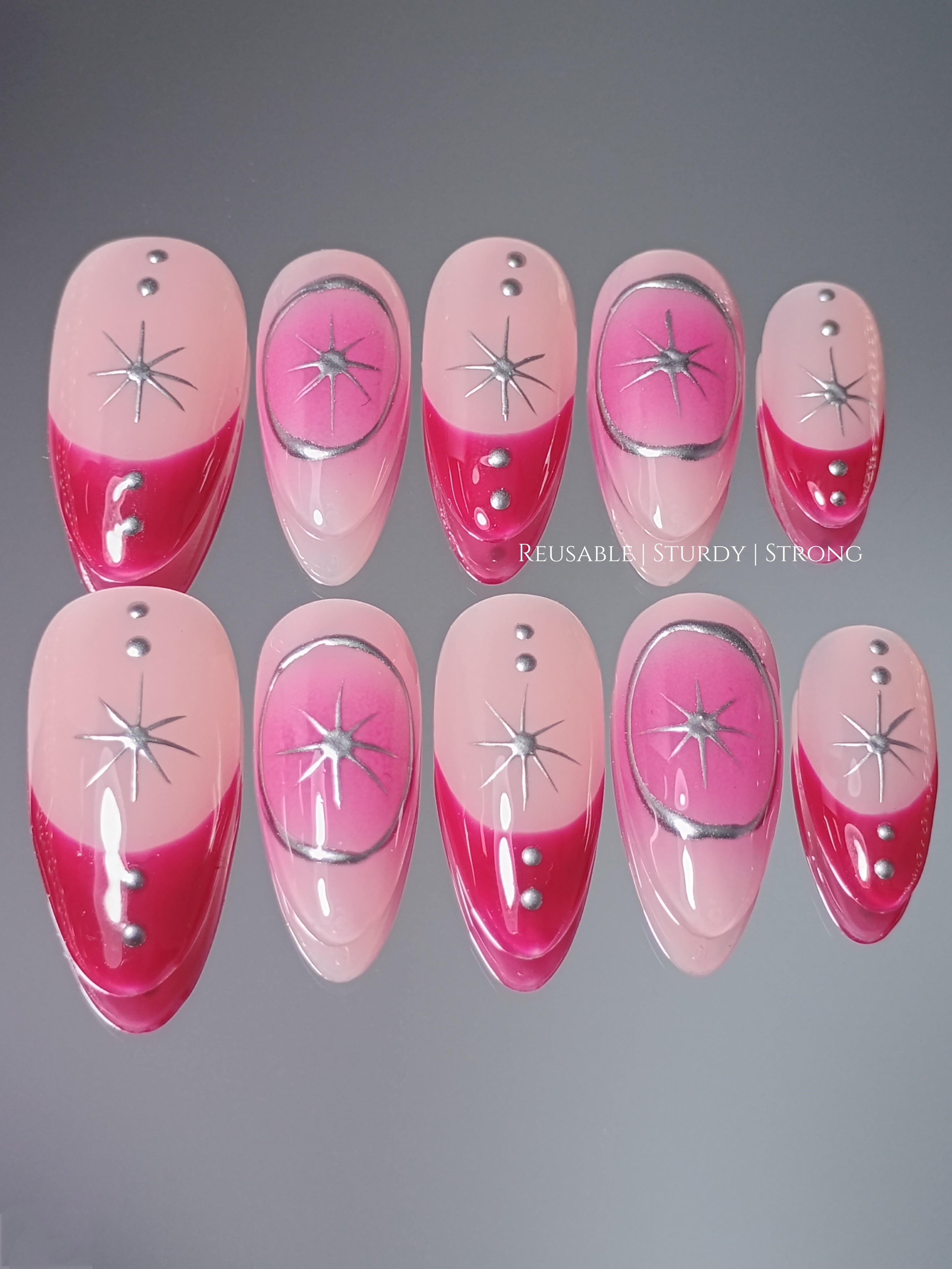 Pink Crescent Inspired Nails