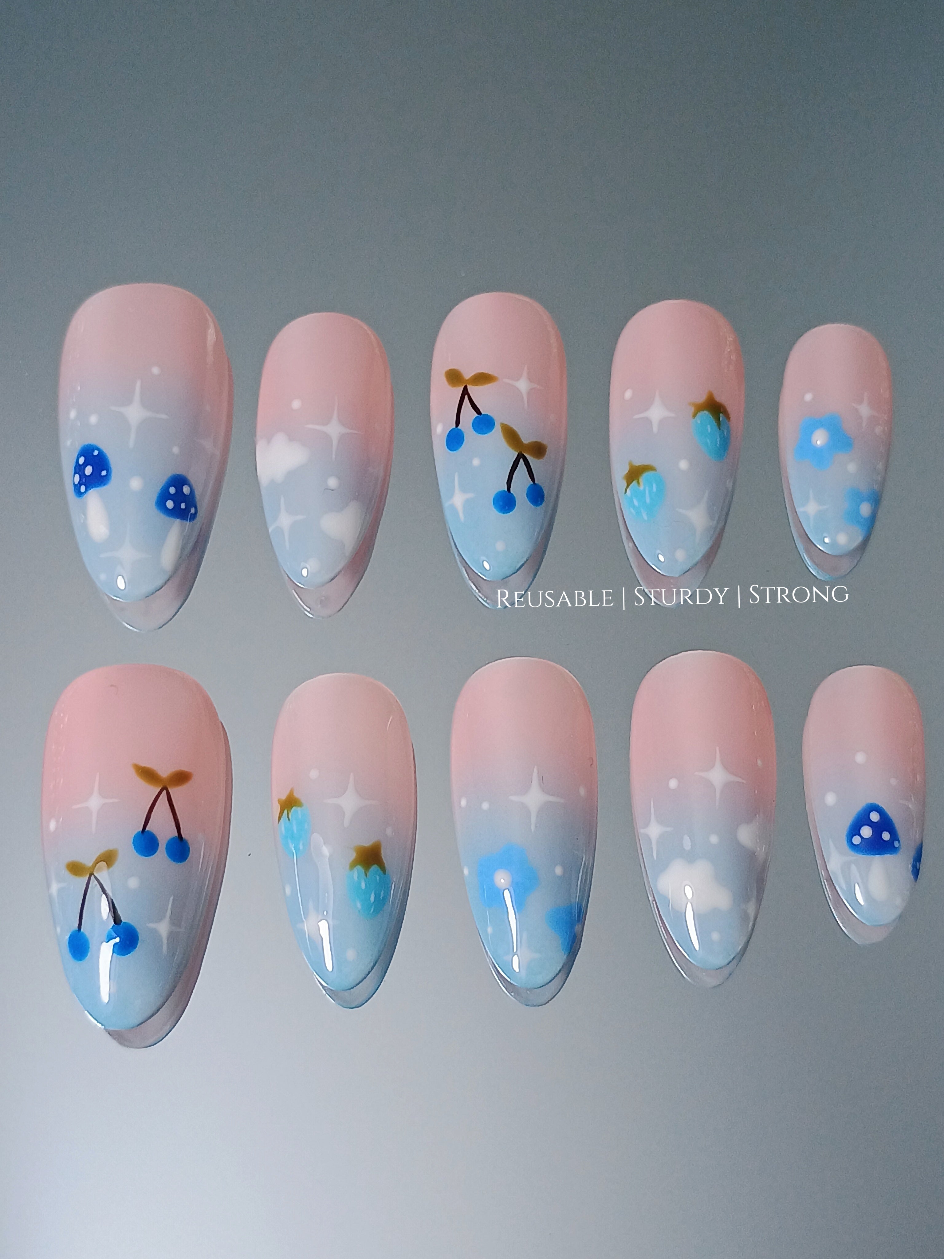 Dreamy Cloud and Whimsical Mushroom | premium nails
