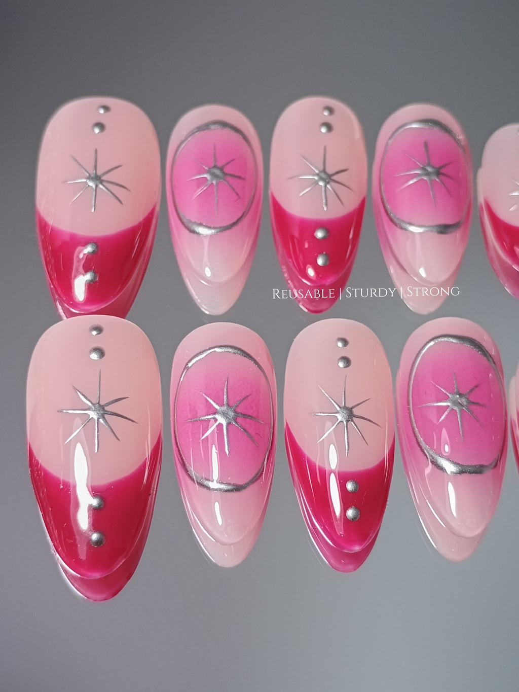 Pink Crescent Inspired Nails