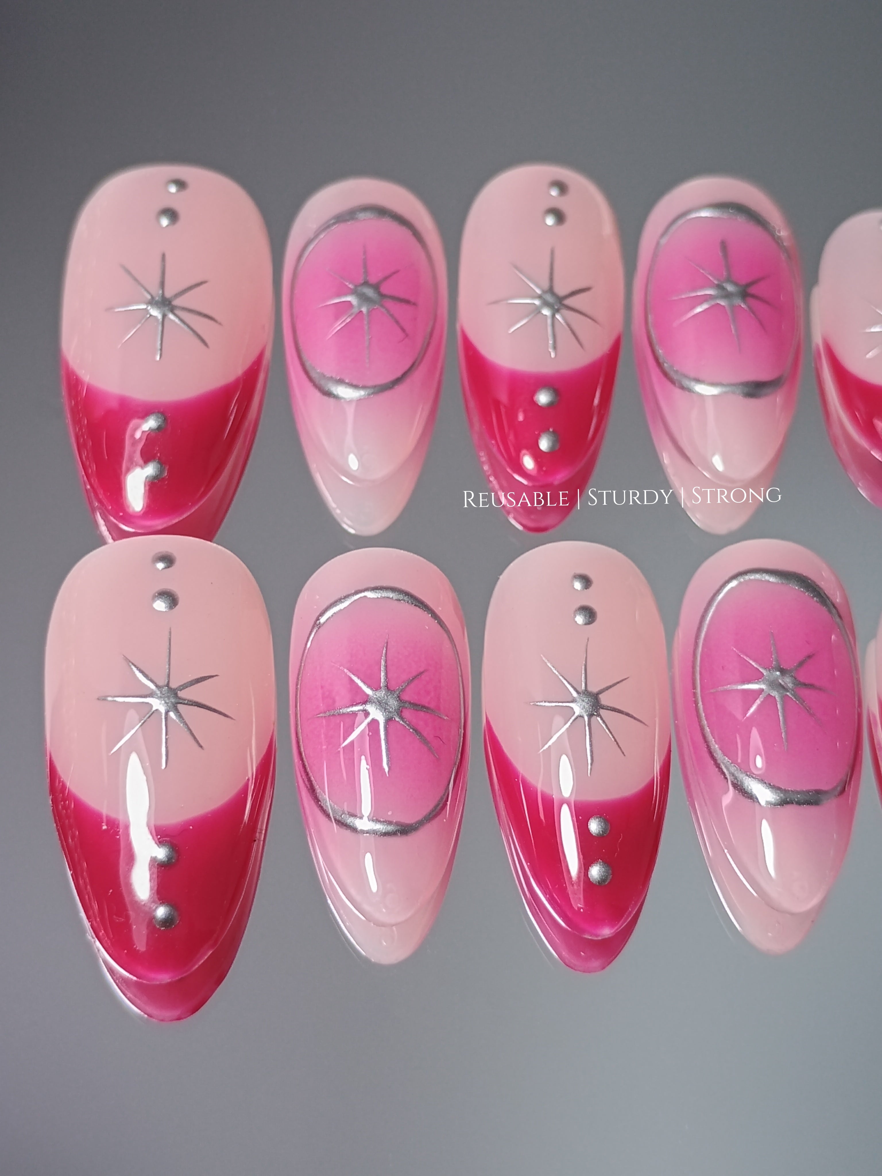 Pink Crescent Inspired Nails