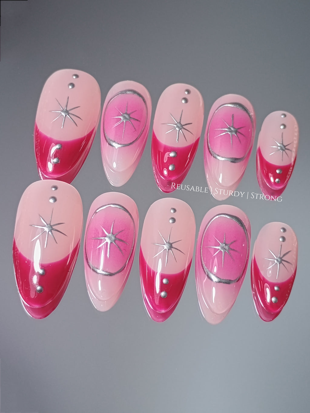 Pink Crescent Inspired Nails