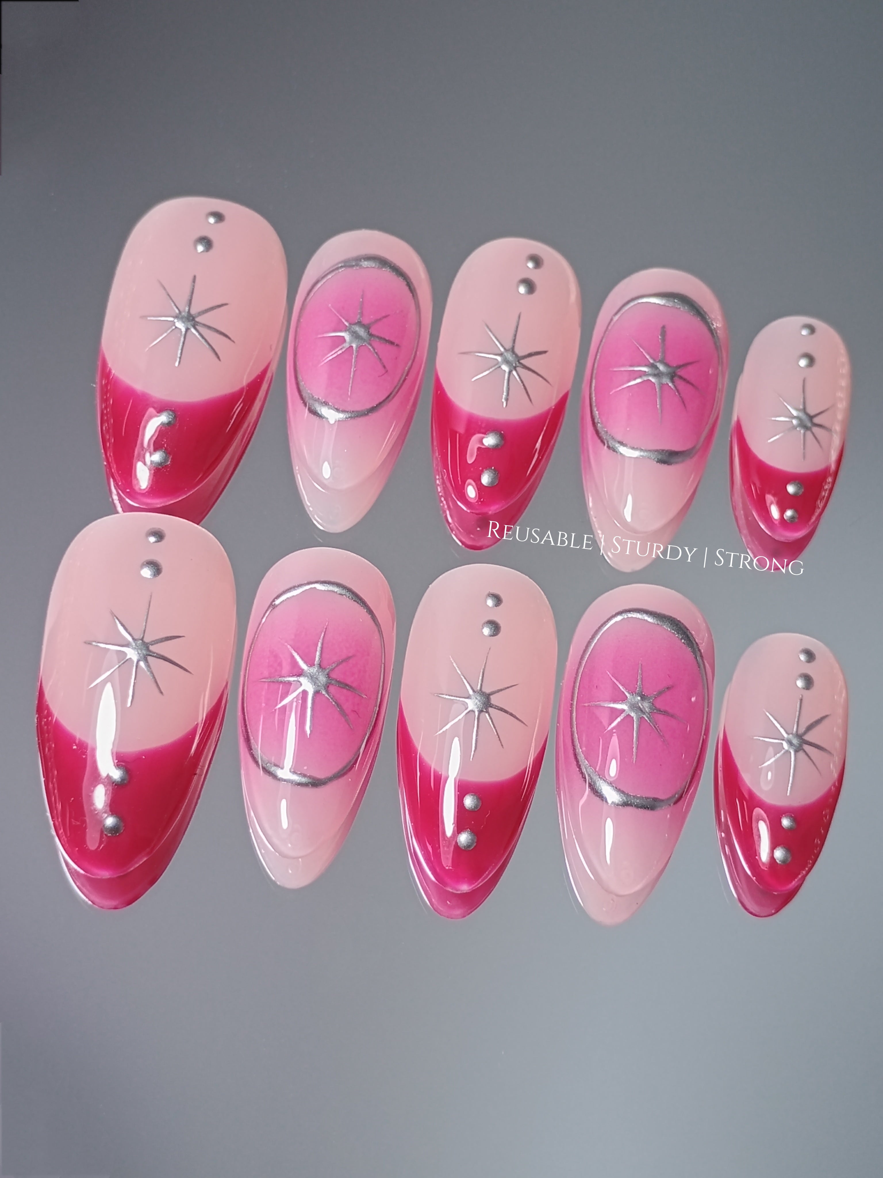 Pink Crescent Inspired Nails