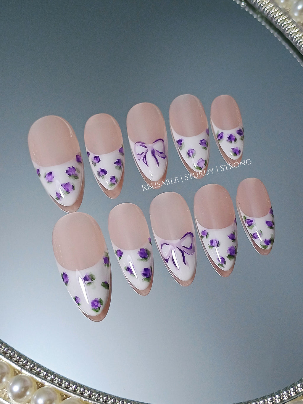 Mystical Purple Rose on French Tips