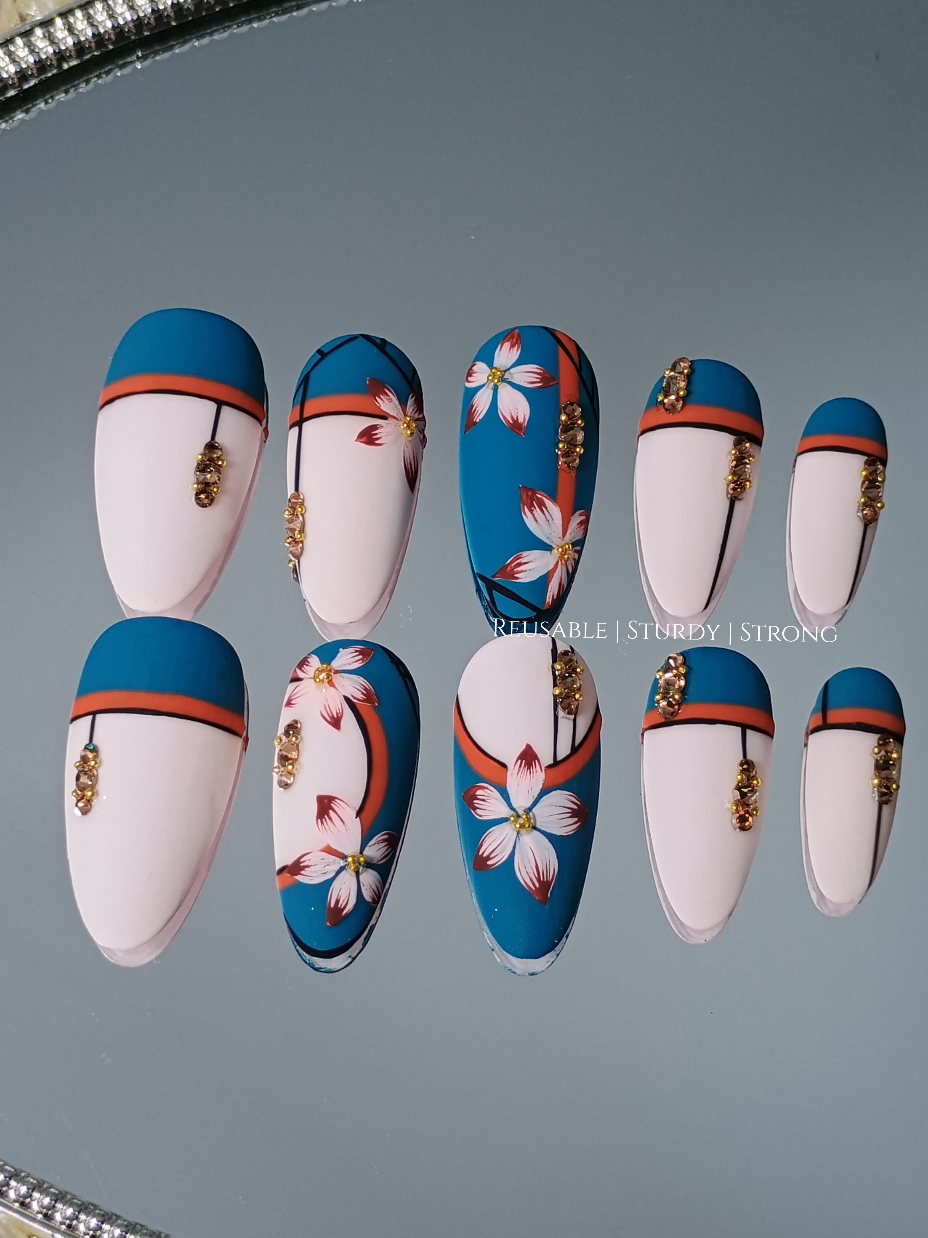 Vintage Navy Blue Floral Vase